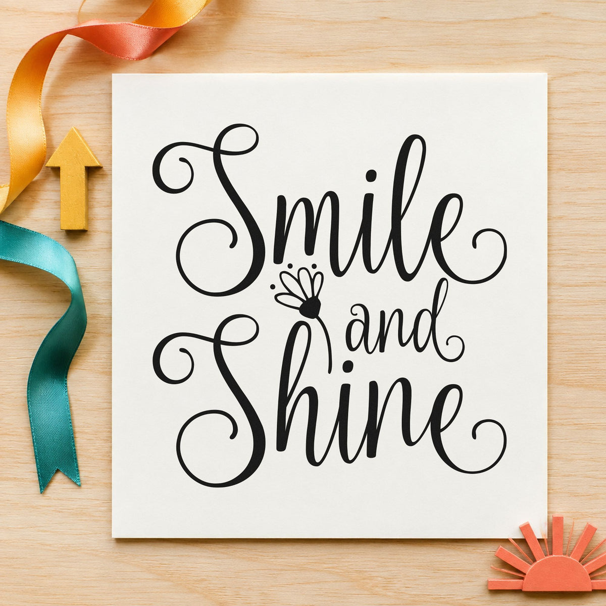 Smile And Shine Flower Script Lettering Hand Stamp – Duo in use 3