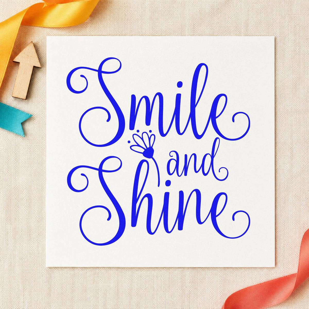 Smile And Shine Flower Script Lettering Hand Stamp – Duo in use 5