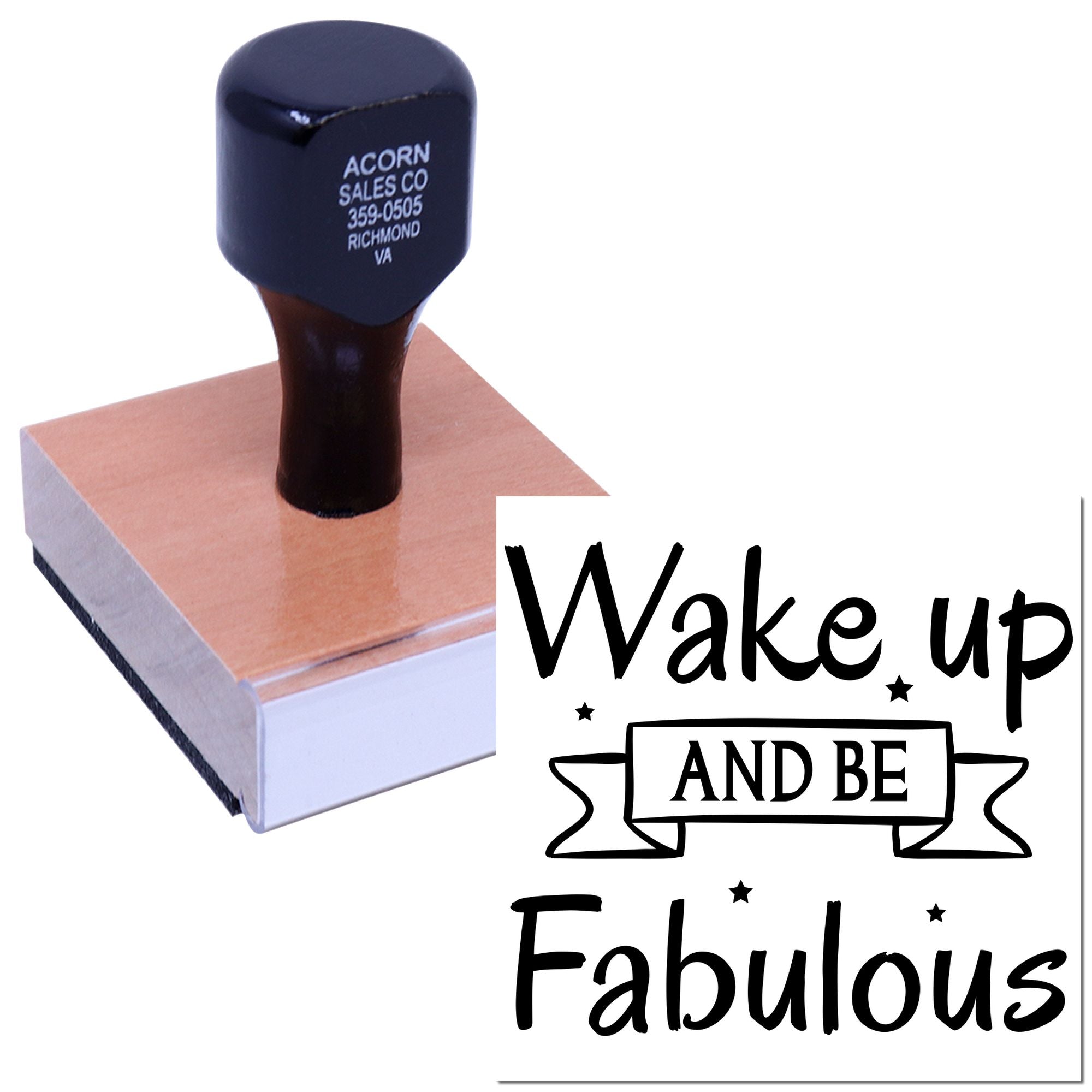 Custom rubber stamp with Wake up and be fabulous inspirational quote for crafting and stationery
