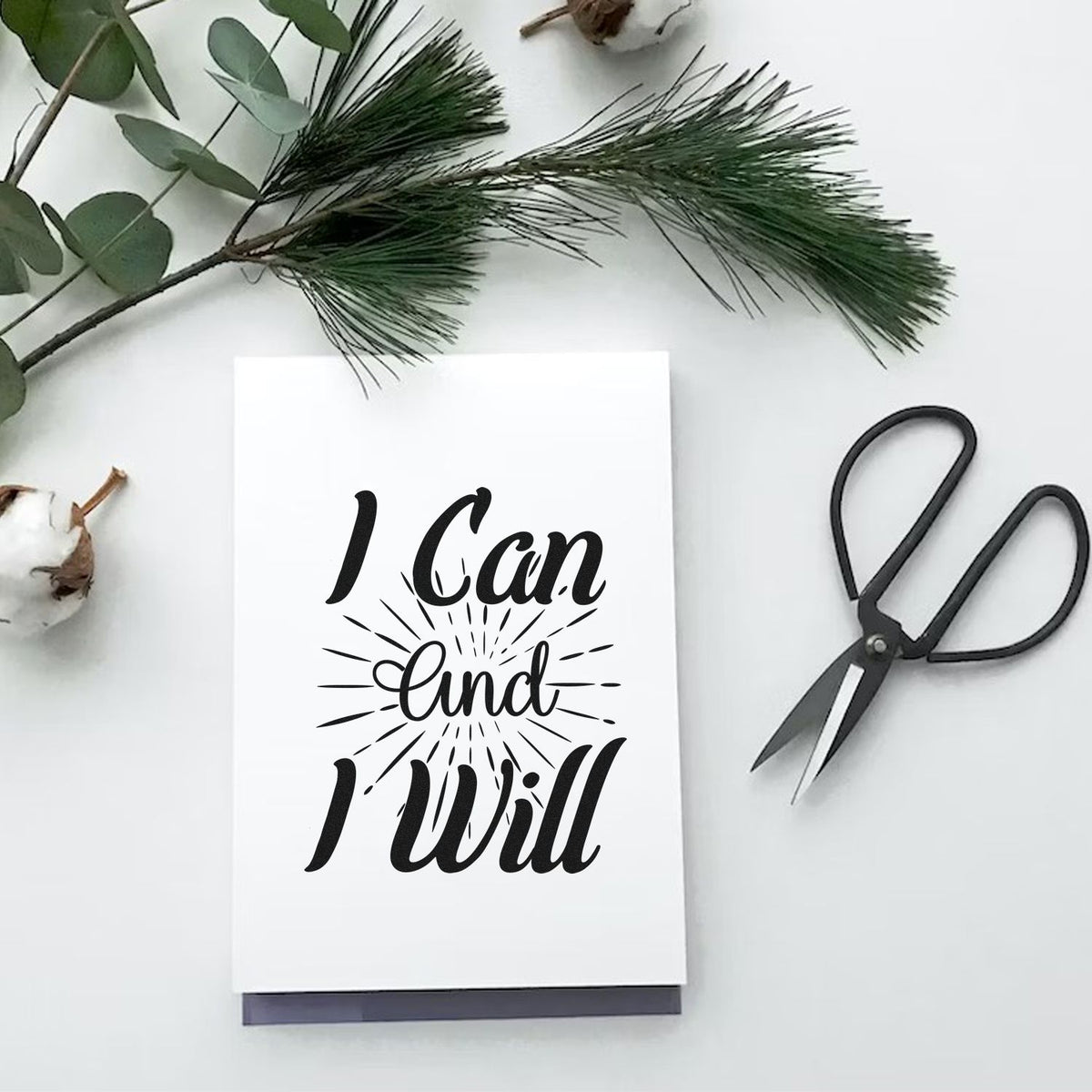 I Can and I Will motivational rubber stamp for handmade cards, scrapbooking, and paper crafting