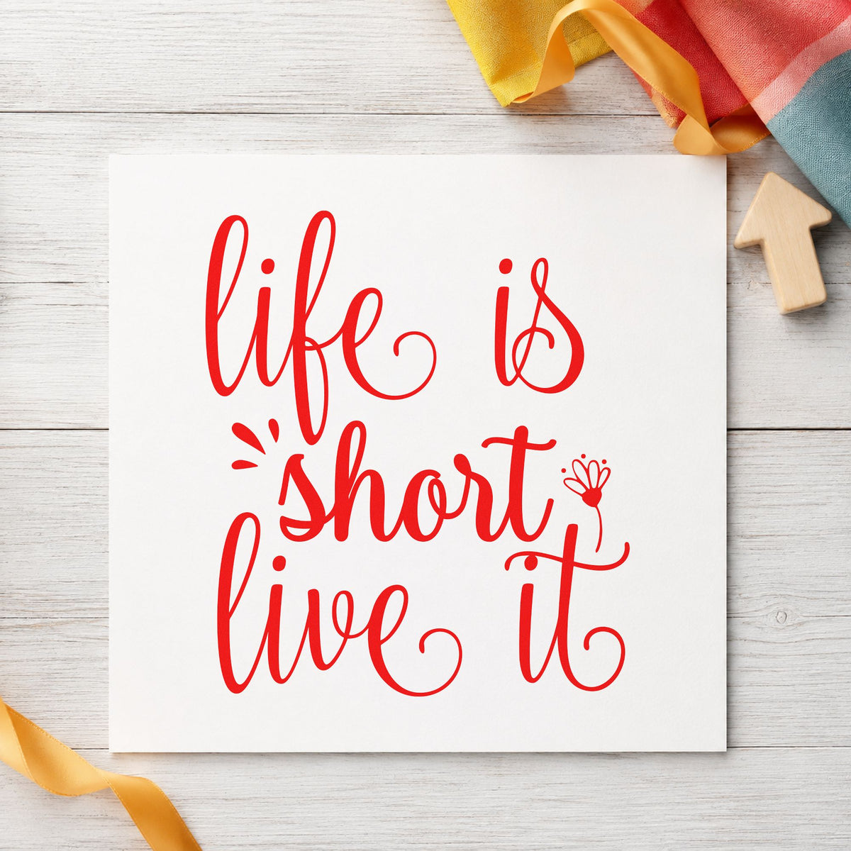 Slim Pre-Inked Life Is Short Live It Stamp in use 7