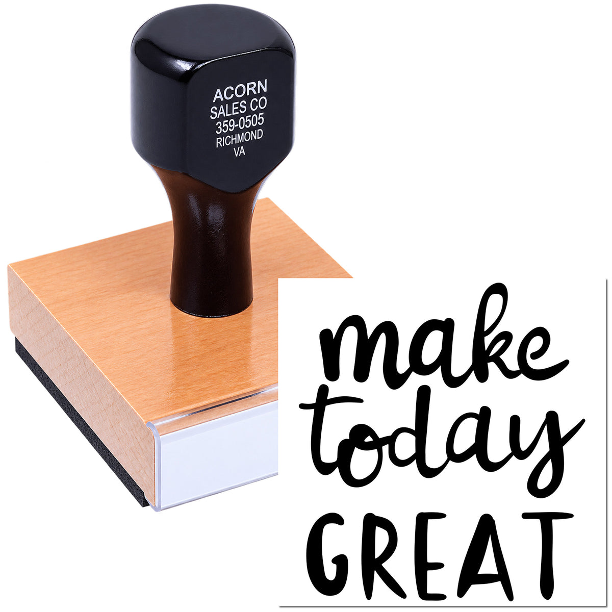 Custom rubber stamp with make today GREAT motivational design, ideal for business branding, crafts, and handmade projects.