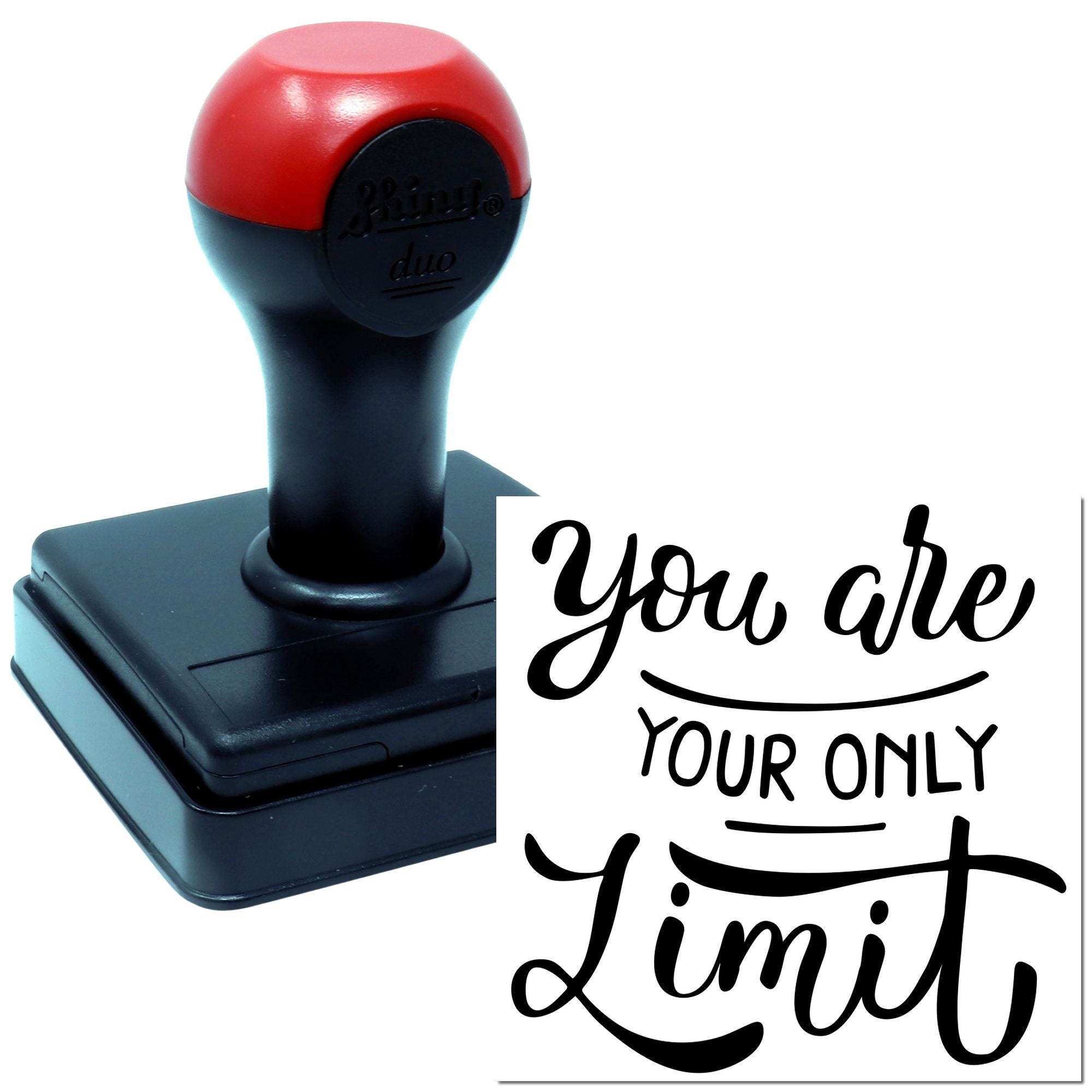 Self-inking rubber stamp with motivational You are your only limit text for custom inspirational stamping.