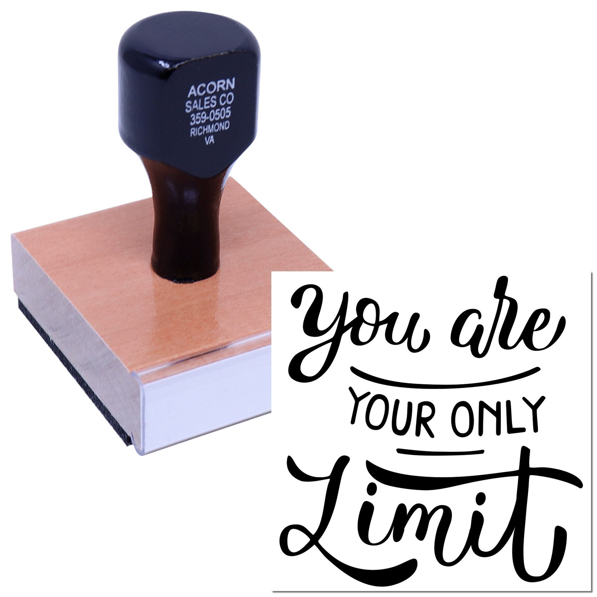 Custom rubber stamp with inspirational quote You are your only limit for business branding, crafts, and personal use.