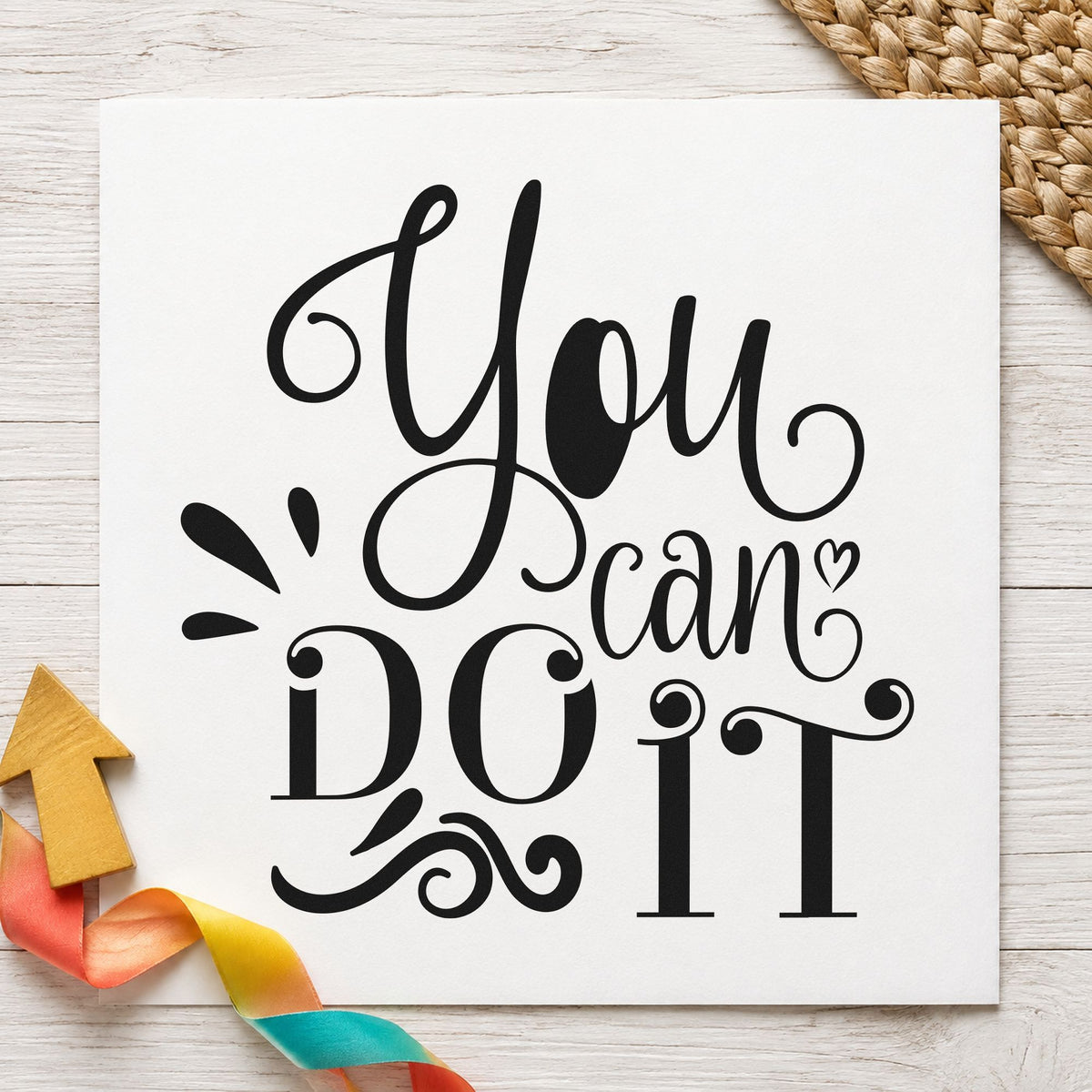 You Can Do It Flourishes With Hearts Stamp – Slim Pre-Inked in use 10