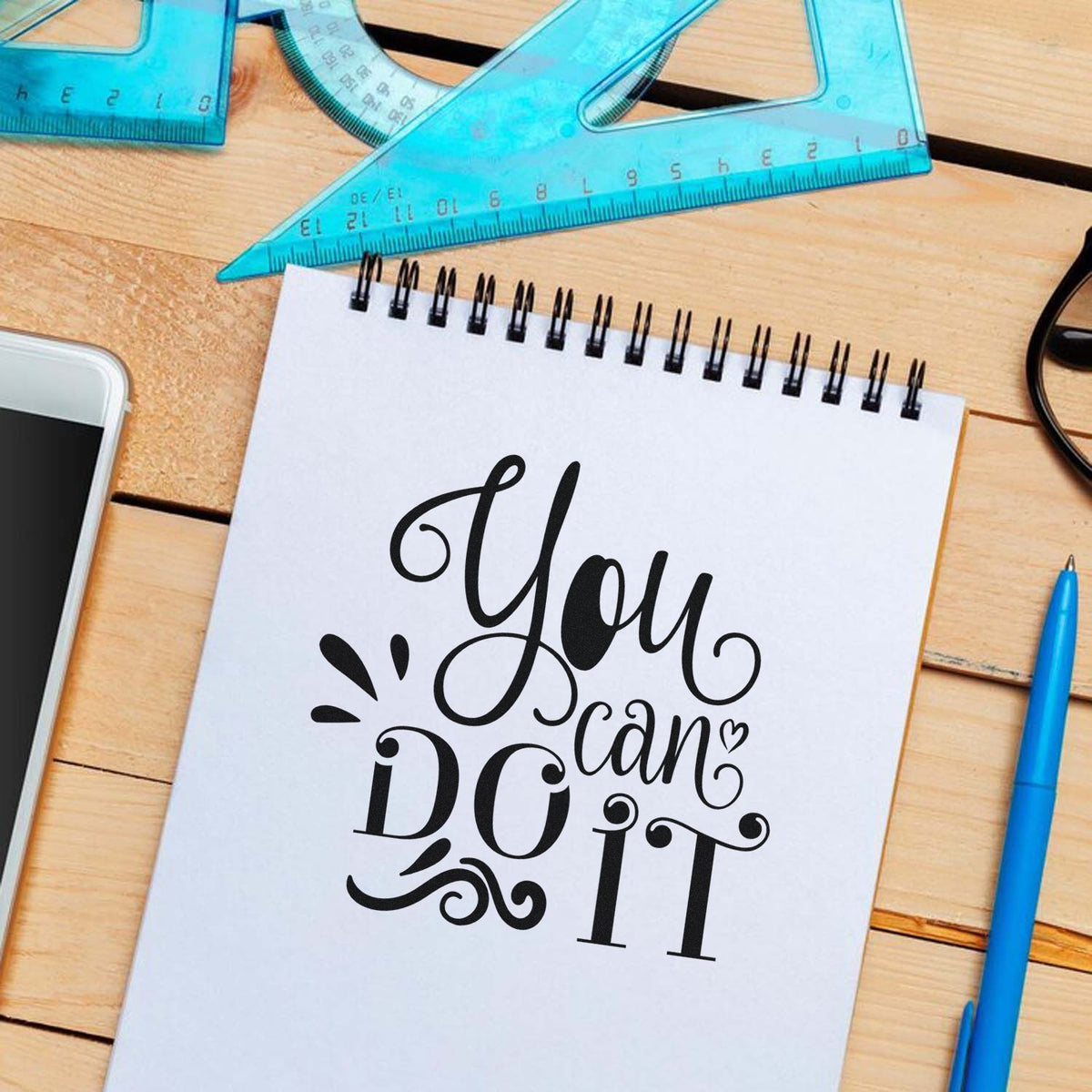 You Can Do It motivational rubber stamp design for crafts, journaling, and custom stationery projects.