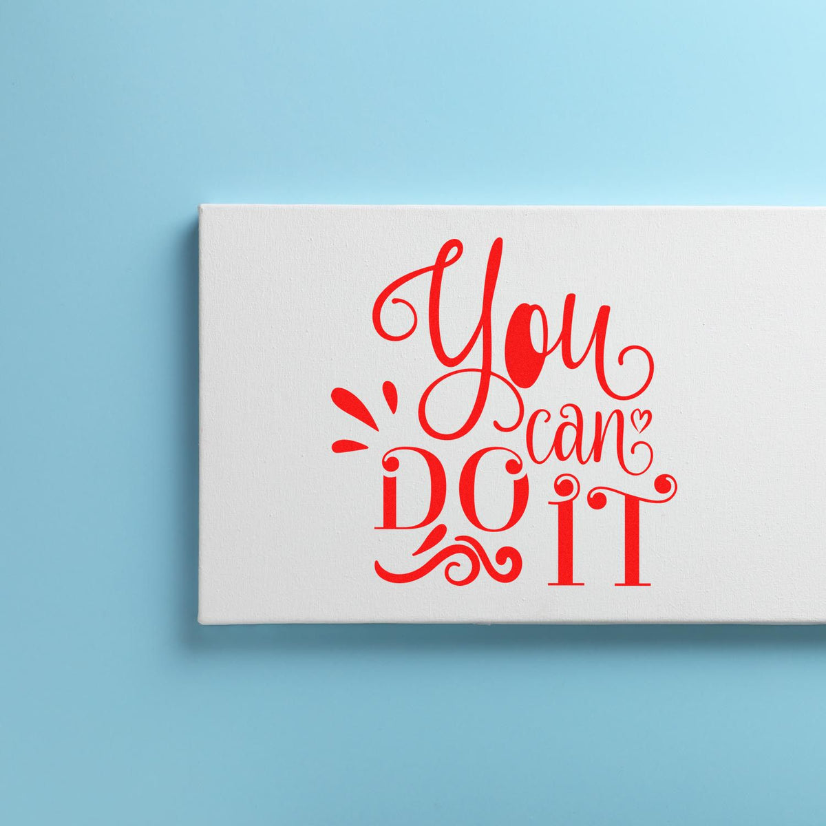 Motivational rubber stamp with You can do it in red script, perfect for custom encouragement crafts, cards, and office use.