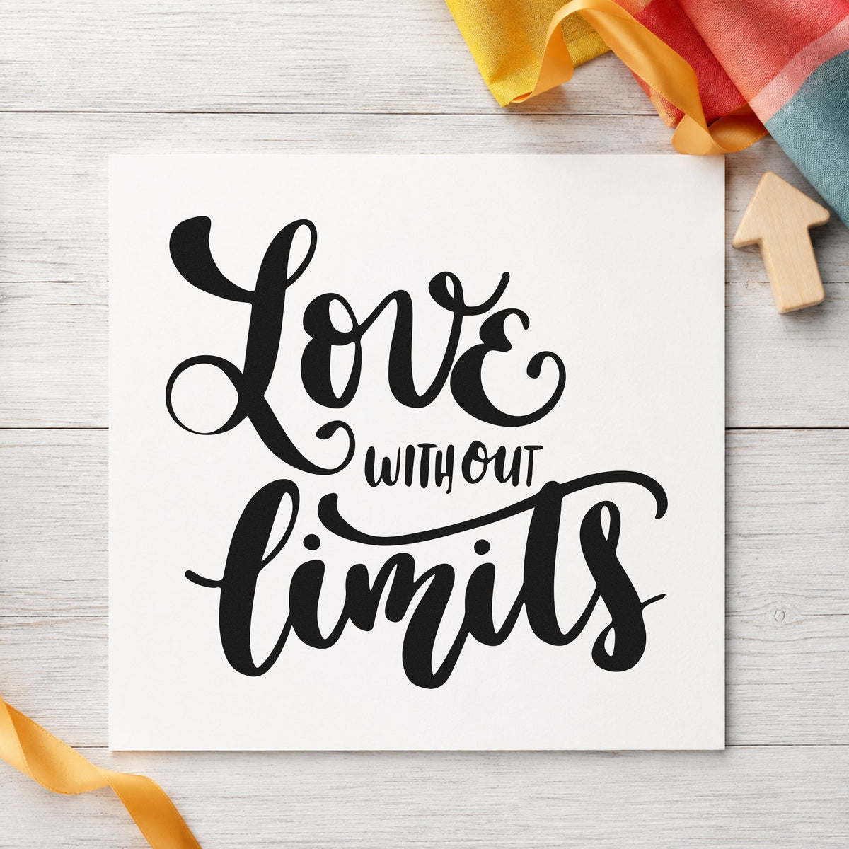Slim Pre-Inked Love Without Limits Script Stamp in use 10