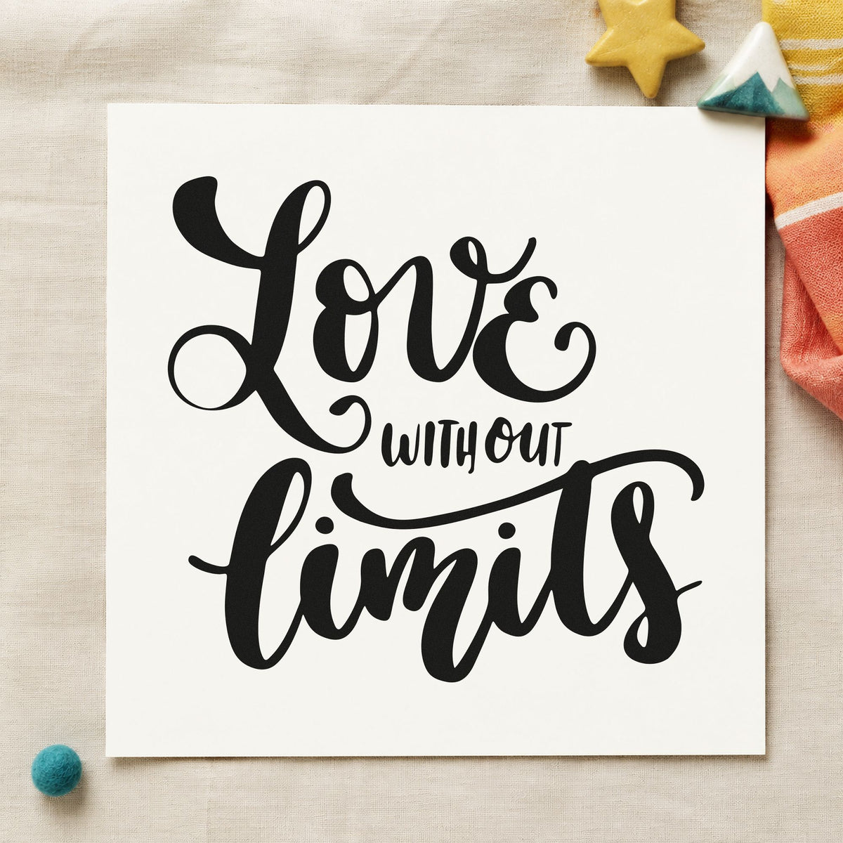 Love Without Limits Script Rubber Stamp – Duo Hand in use 3