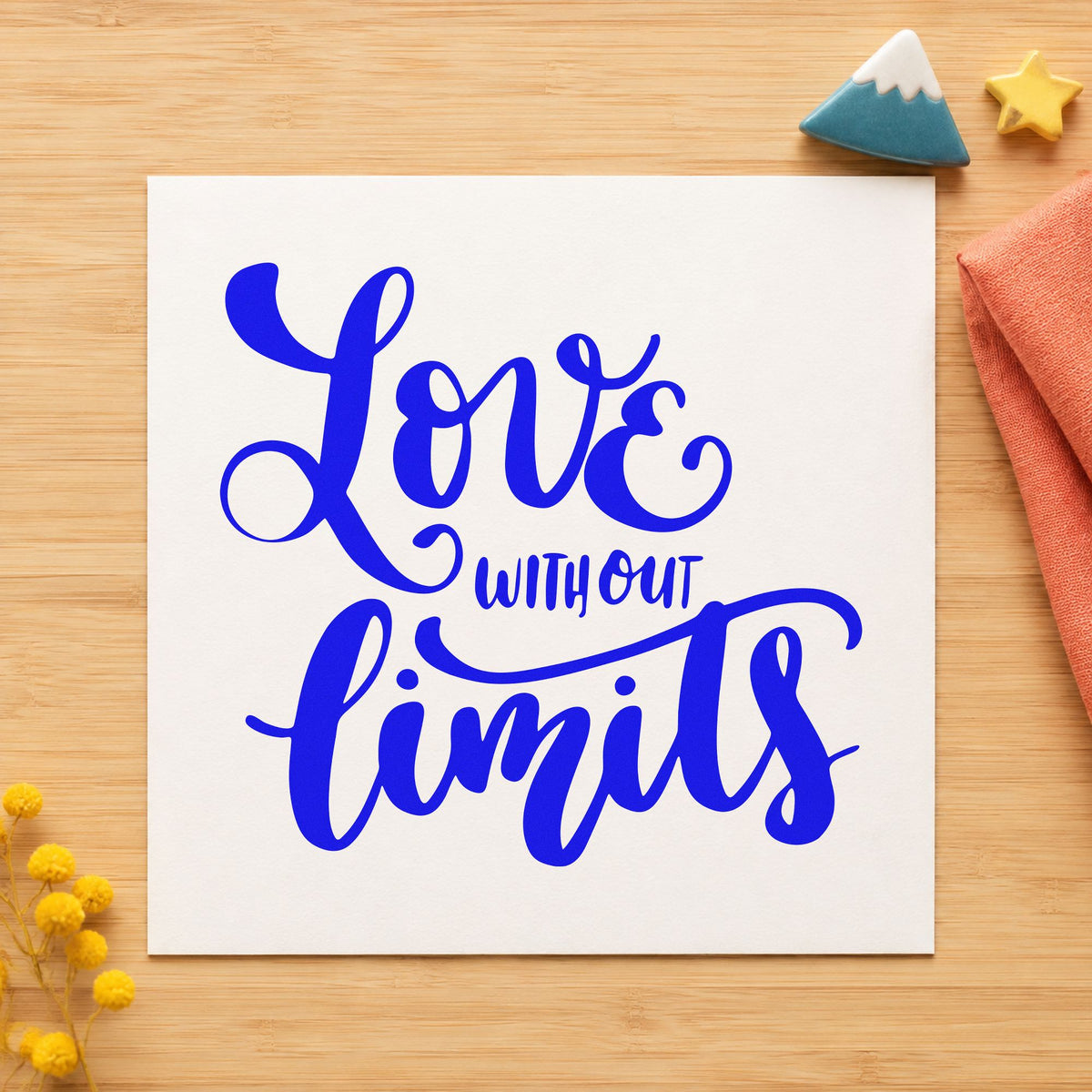 Love Without Limits Script Rubber Stamp – Duo Hand in use 5