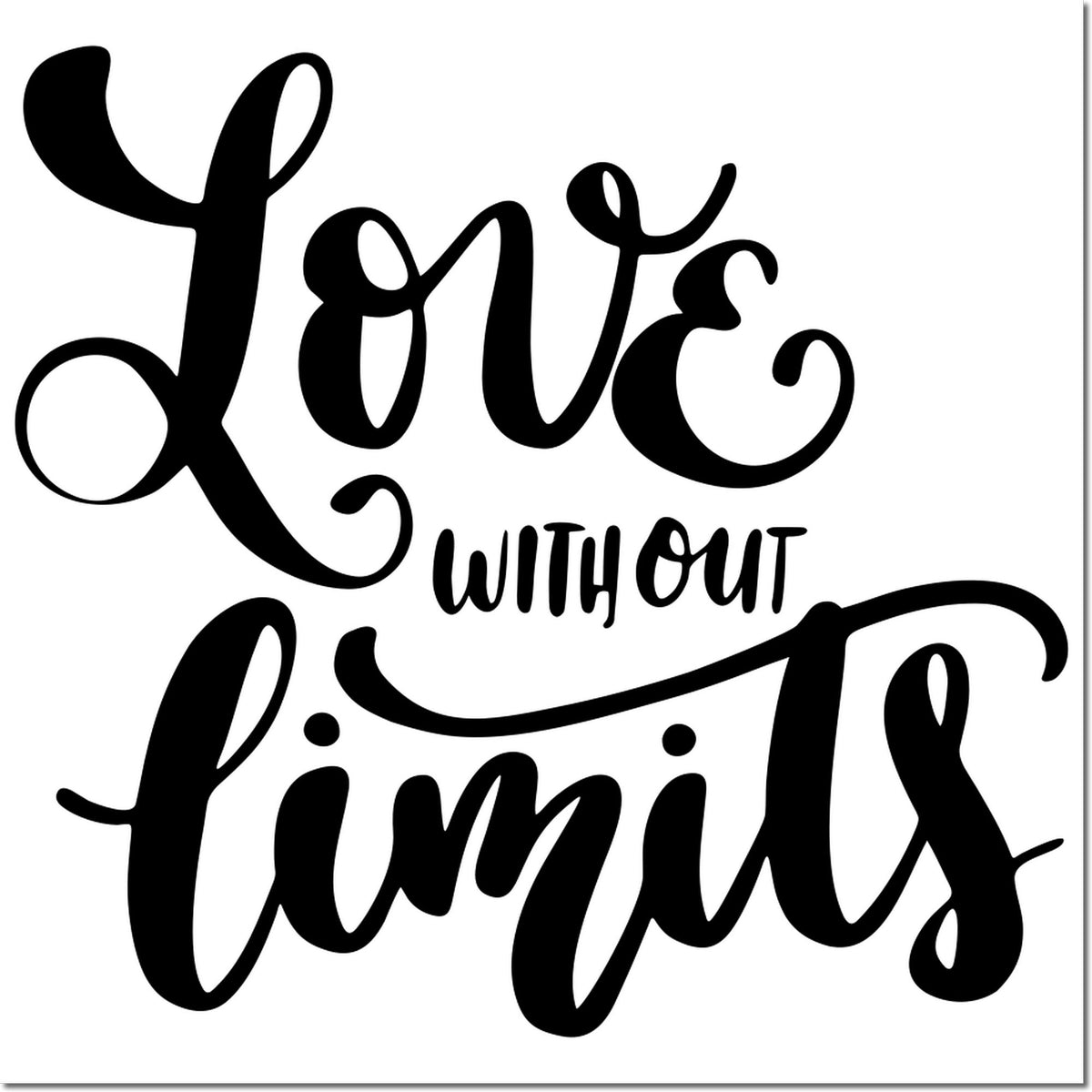 Love Without Limits rubber stamp design in bold script for DIY crafts, cards, and wedding decor