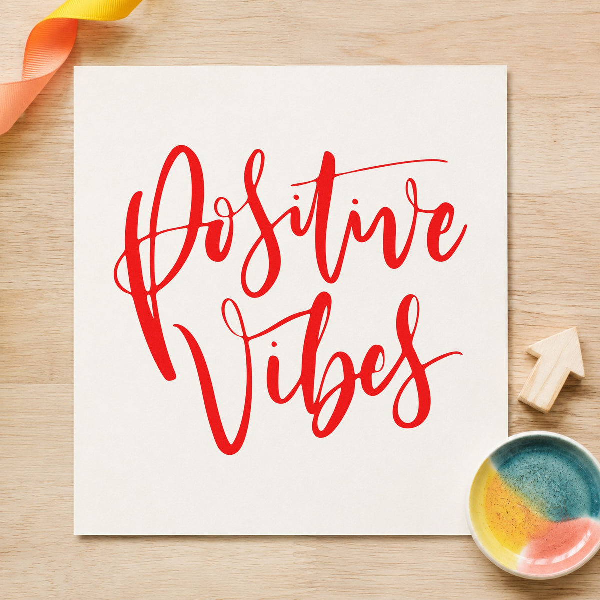 Positive Vibes Brush Script Lettering Pre-Inked Stamp – Slim in use 8
