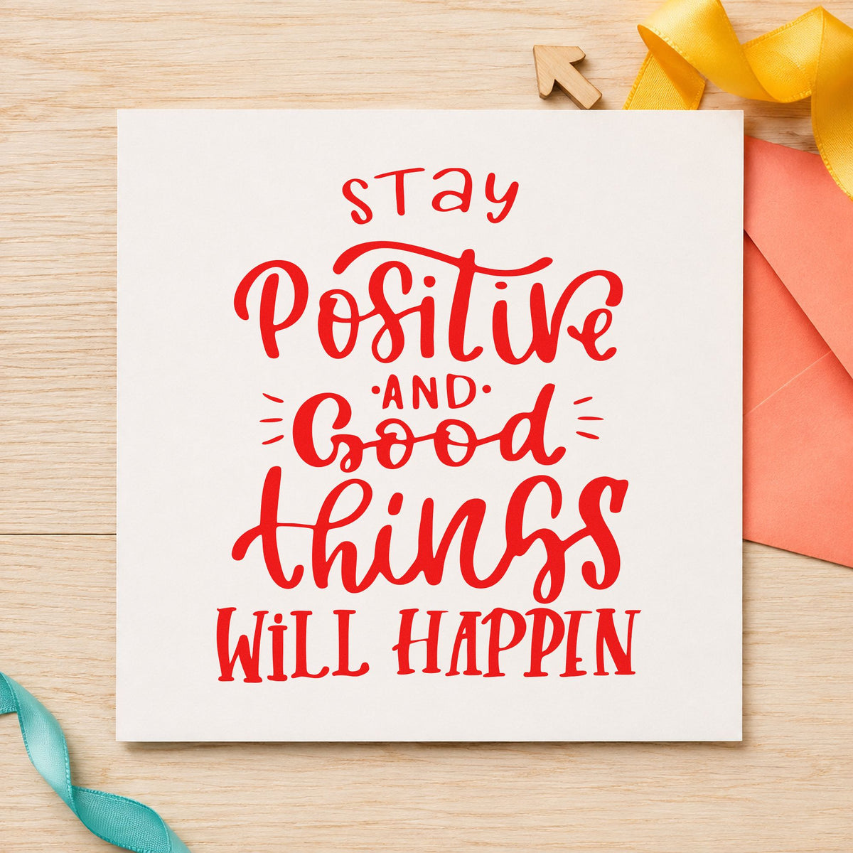 Stay Positive Good Things Happen Stamp – Self-Inking in use 7
