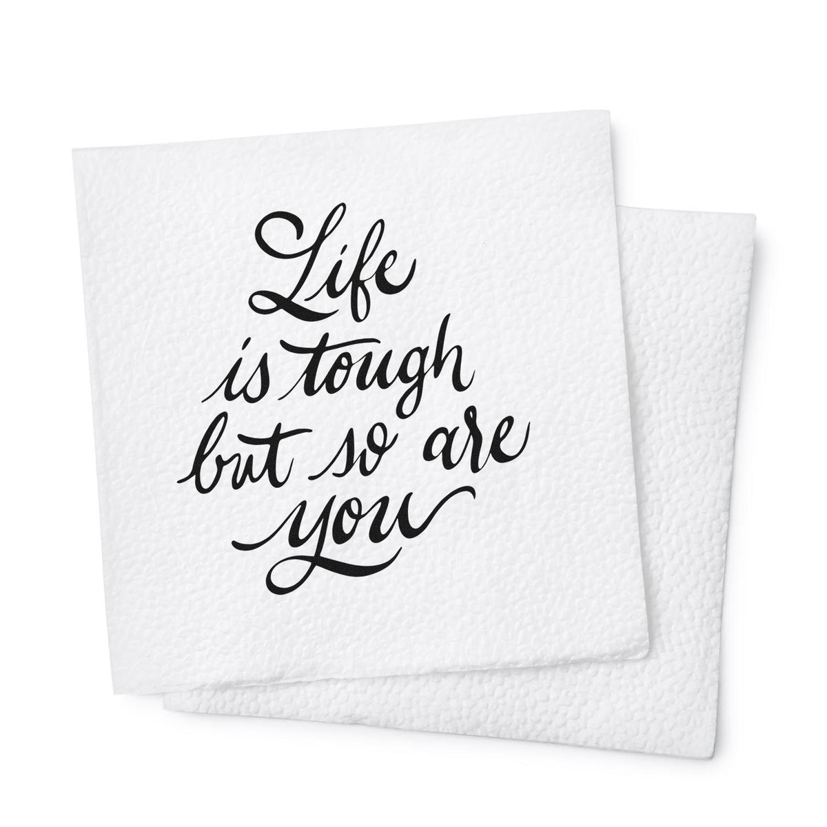 Inspirational rubber stamp design with Life is tough but so are you quote for cards, journals, and craft projects.