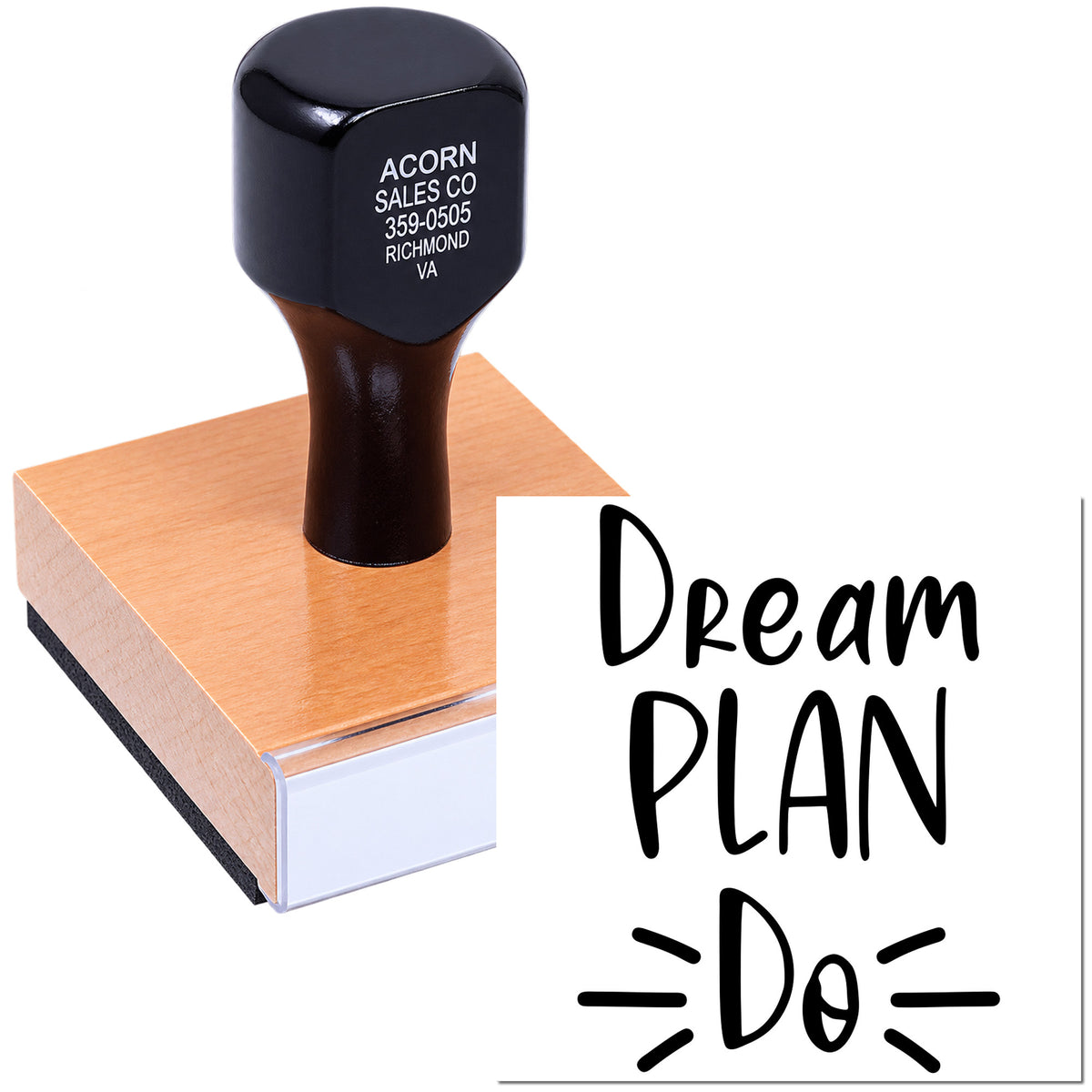 Custom rubber stamp with Dream Plan Do design for planners, scrapbooking, and inspirational crafting.