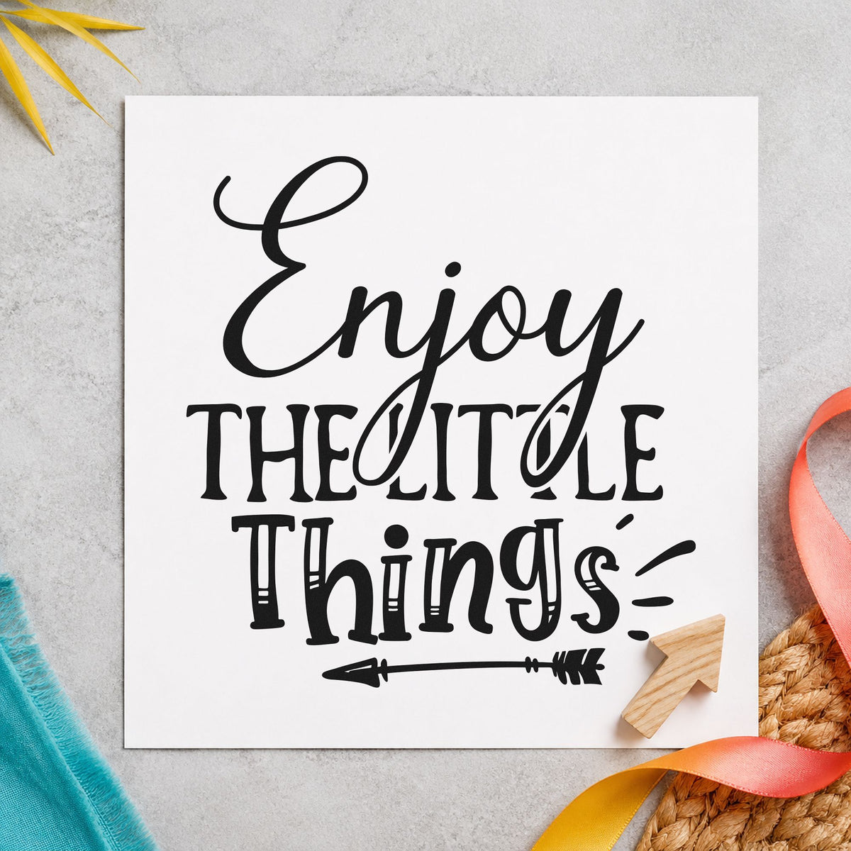 Duo Hand Enjoy The Little Things Arrow Rubber Stamp in use 10