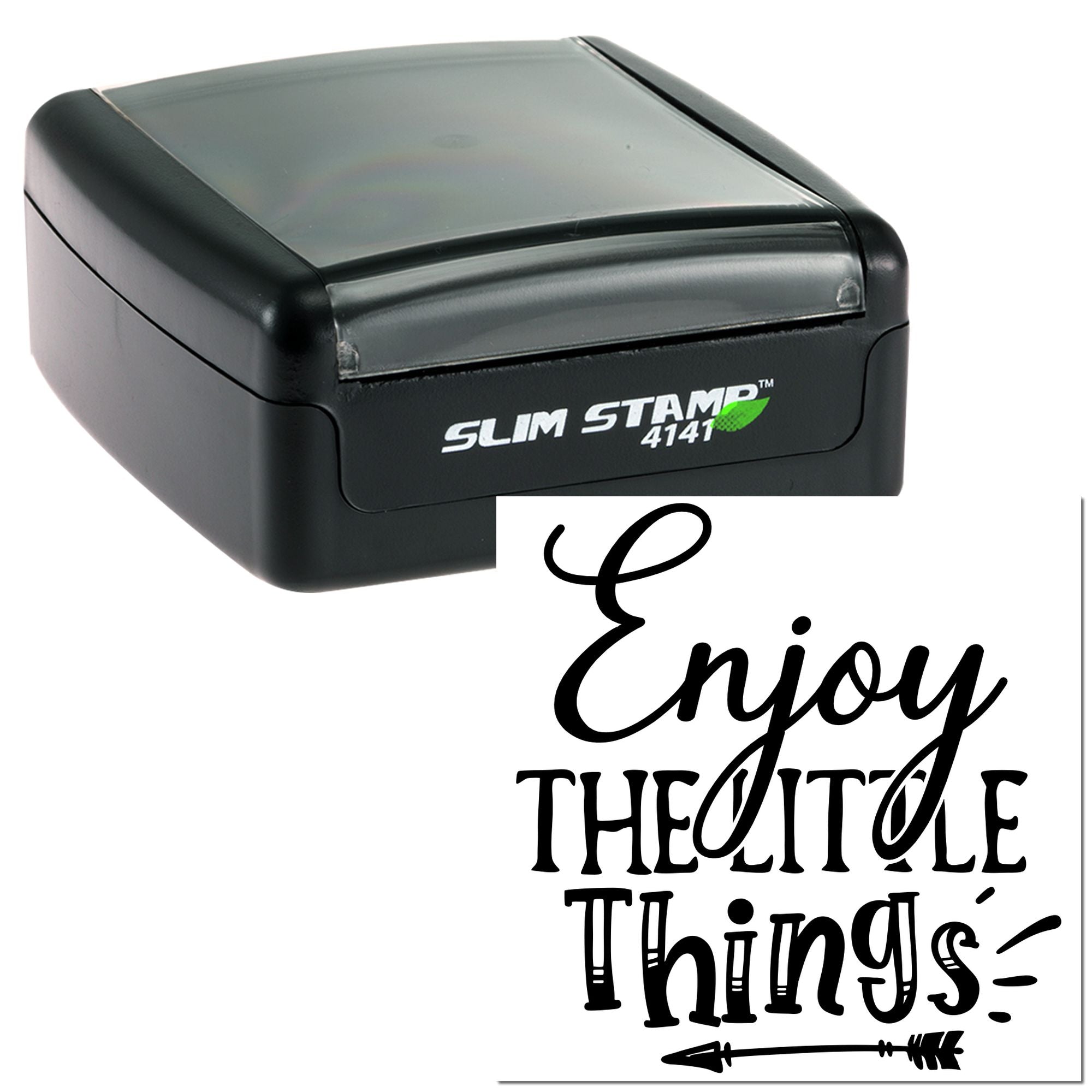 Slim Stamp 4141 rubber stamp with Enjoy the Little Things quote for crafting, journaling, and custom stamping.