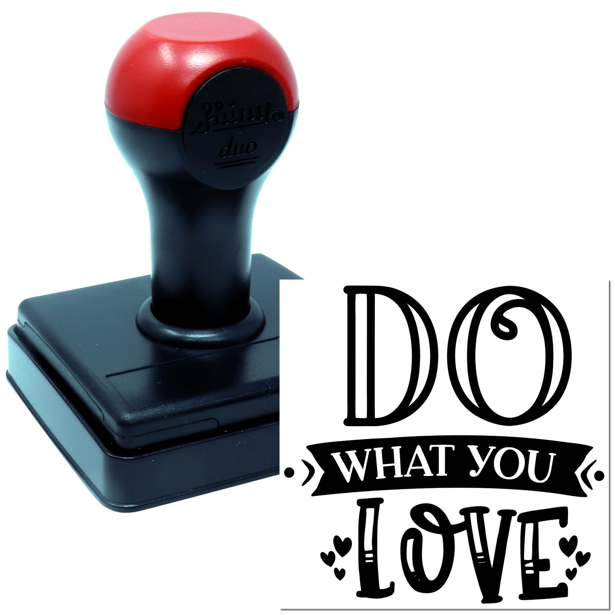Custom self-inking rubber stamp featuring Do What You Love design for crafts, branding, and personalized business use.
