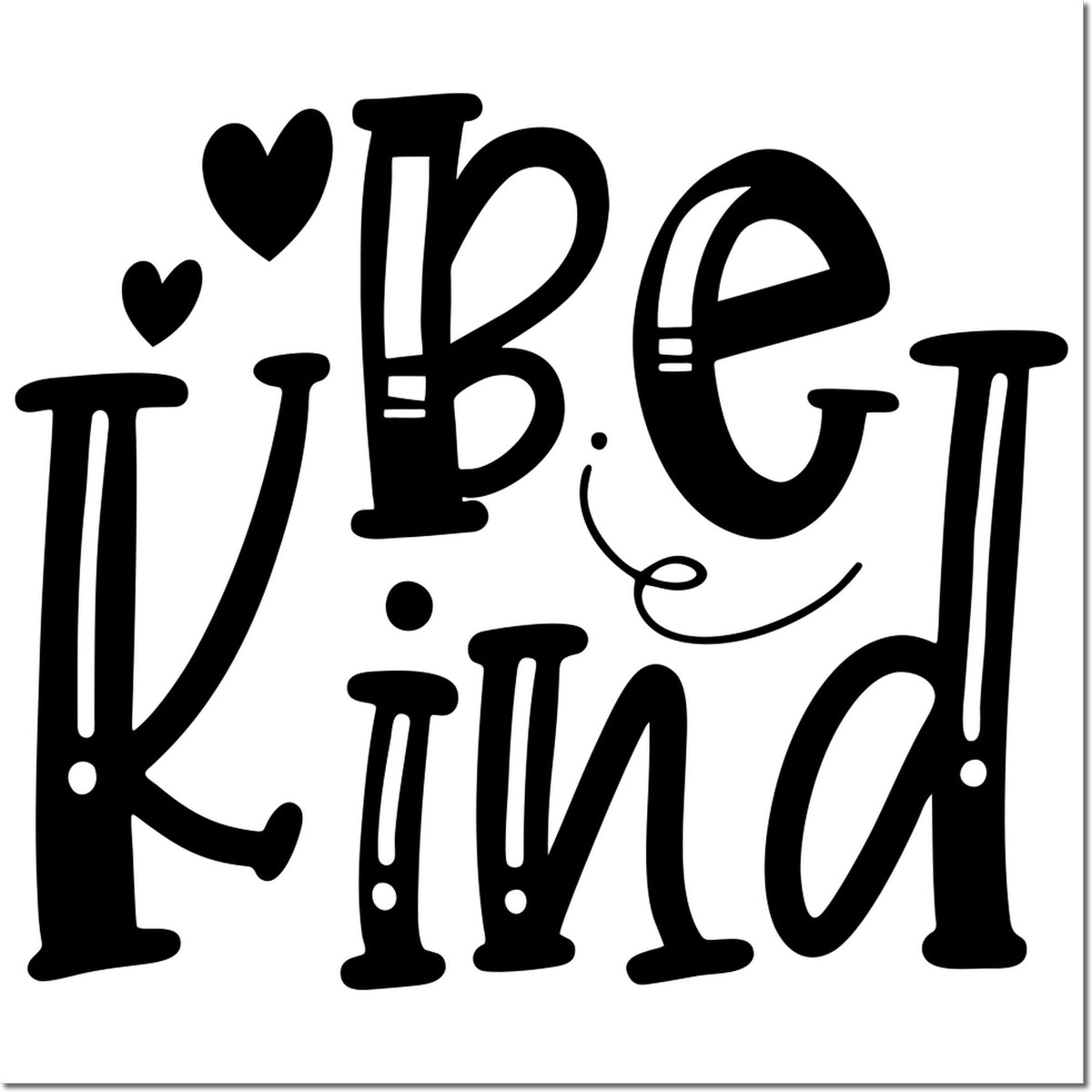 Be Kind rubber stamp design with hearts for crafts, journaling, and handmade gift packaging