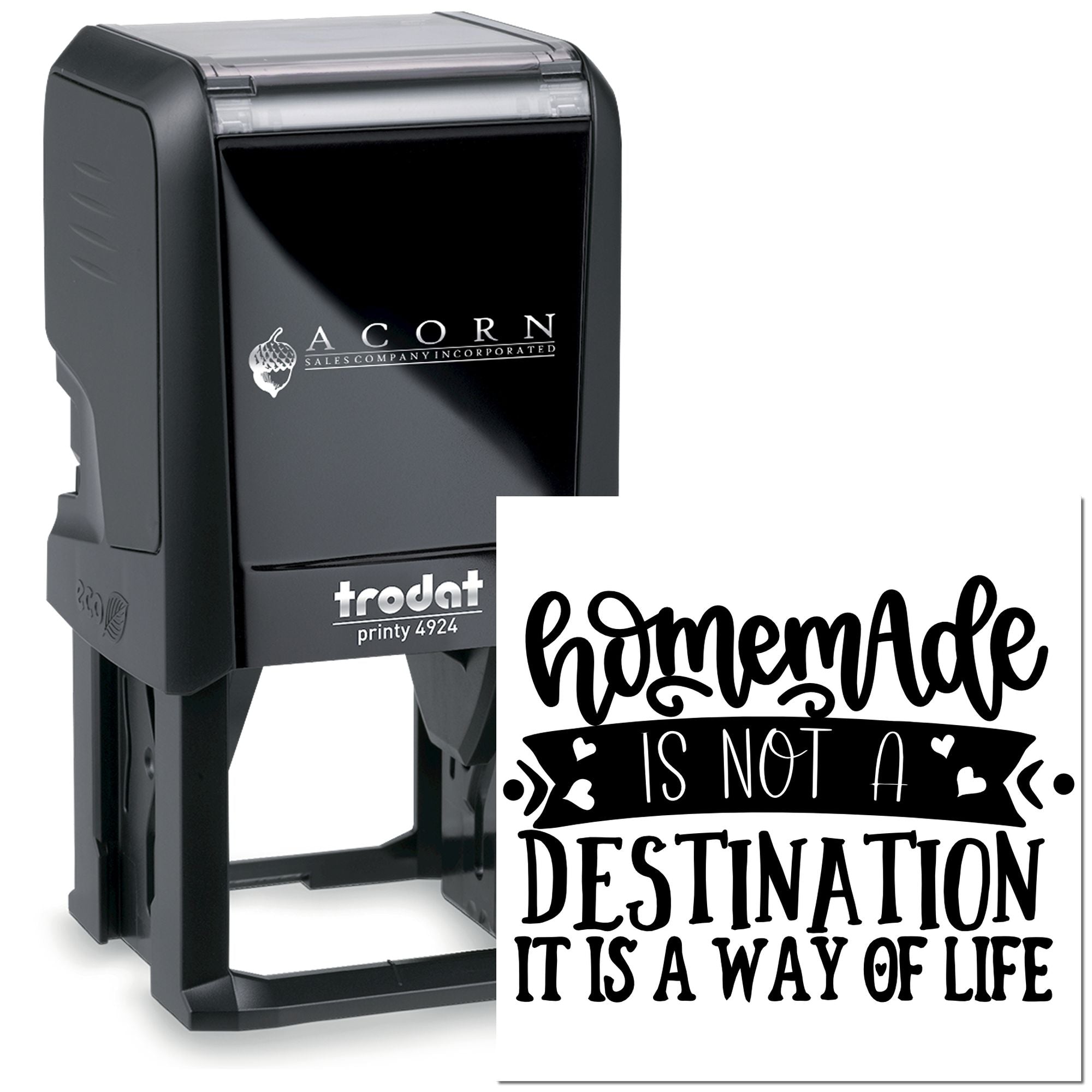 Custom self-inking rubber stamp with Homemade is not a destination, it is a way of life design for DIY crafts.