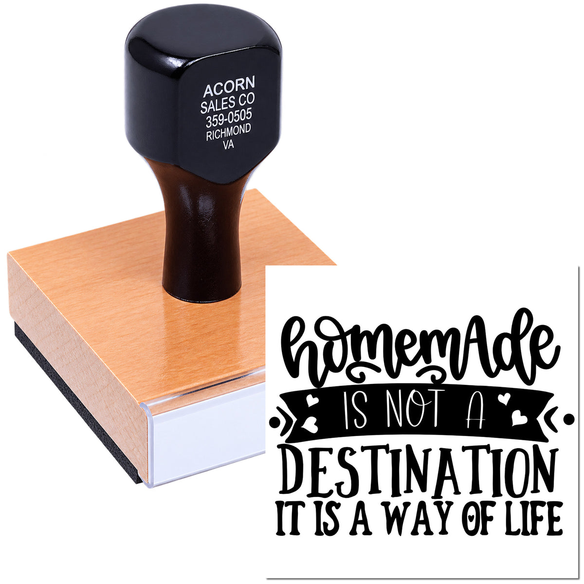 Custom rubber stamp with Homemade is not a destination, it is a way of life design for handmade products.