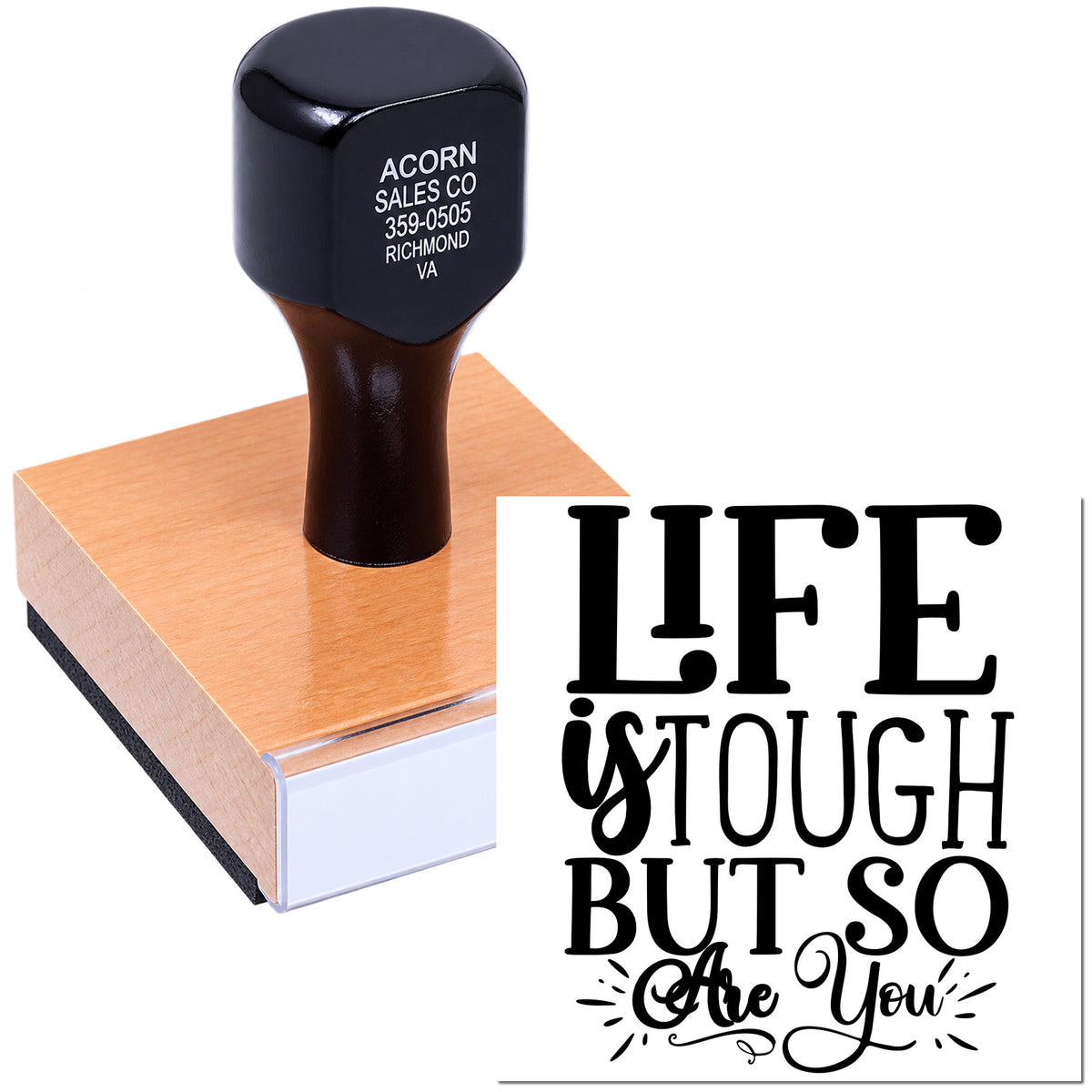 Custom rubber stamp with Life is too short but so are you quote design for crafts, cards, and personalized stamping.