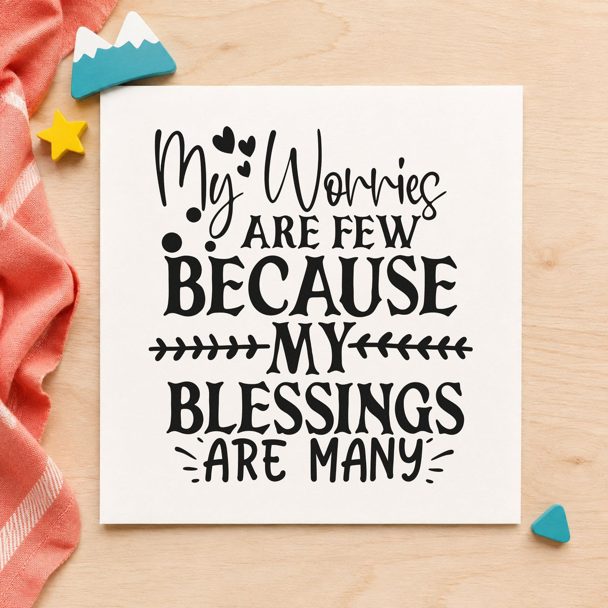 My Worries Are Few Because My Blessings Are Many Slim Pre-Inked Stamp in use 4
