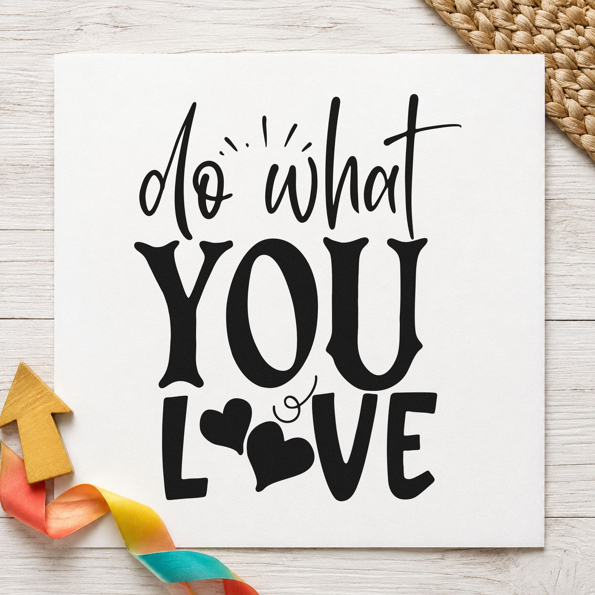 Do What You Love Hearts rubber stamp printed in black ink, ready for heart letter cards and similar paper crafts.