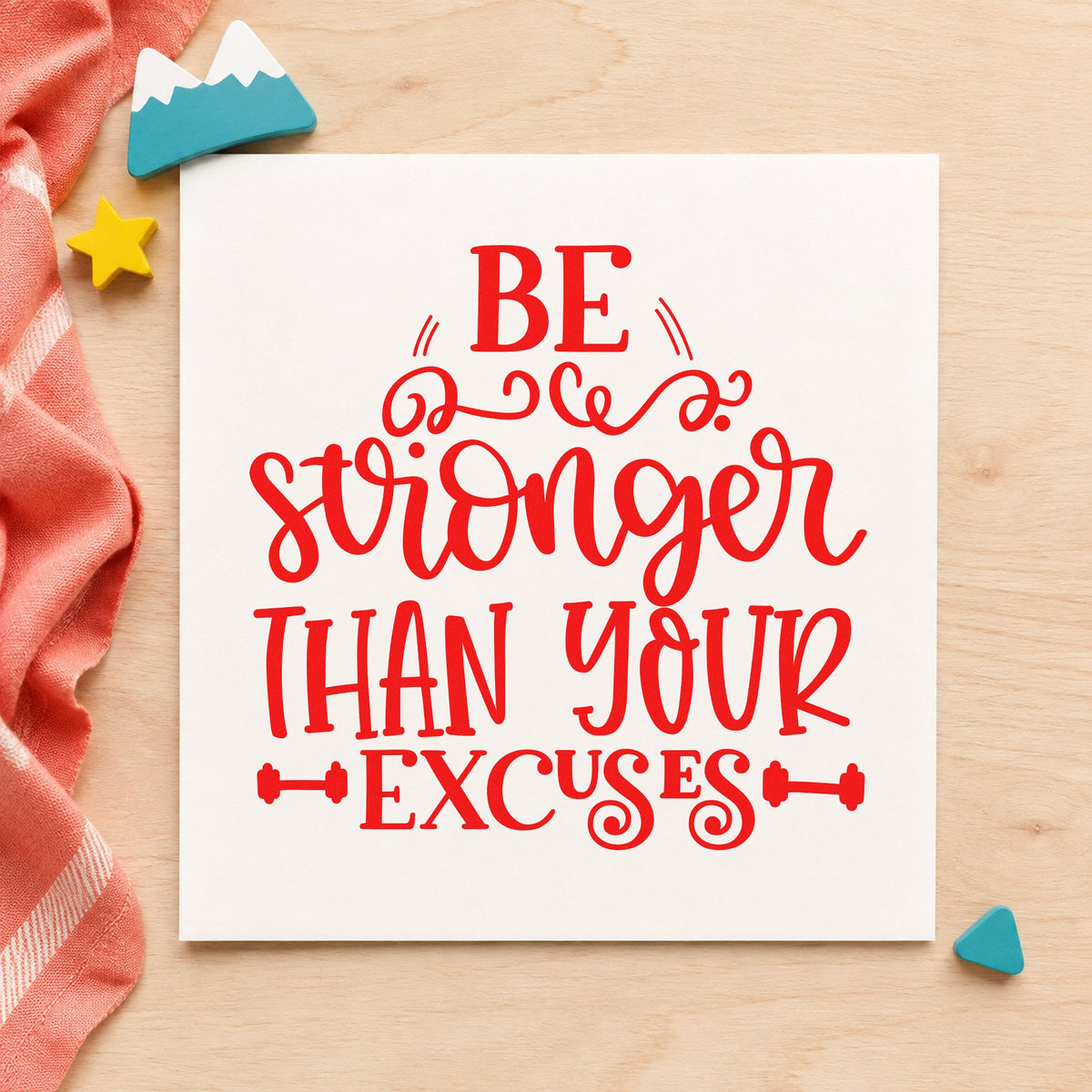 Be Stronger Than Your Excuses Rubber Stamp – Duo Hand in use 8