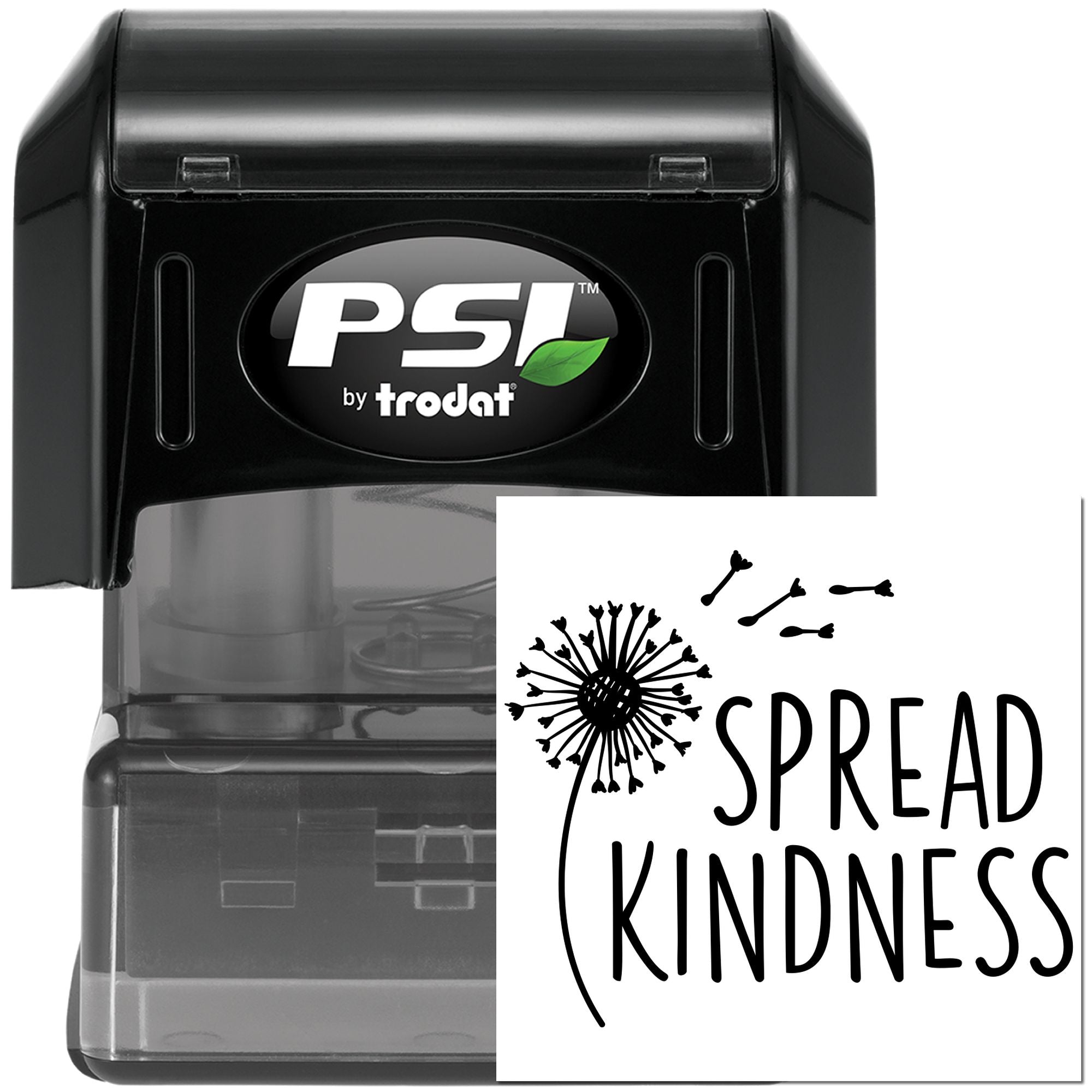 PSI by Trodat self-inking rubber stamp with Spread Kindness dandelion design for crafts, cards, and office use