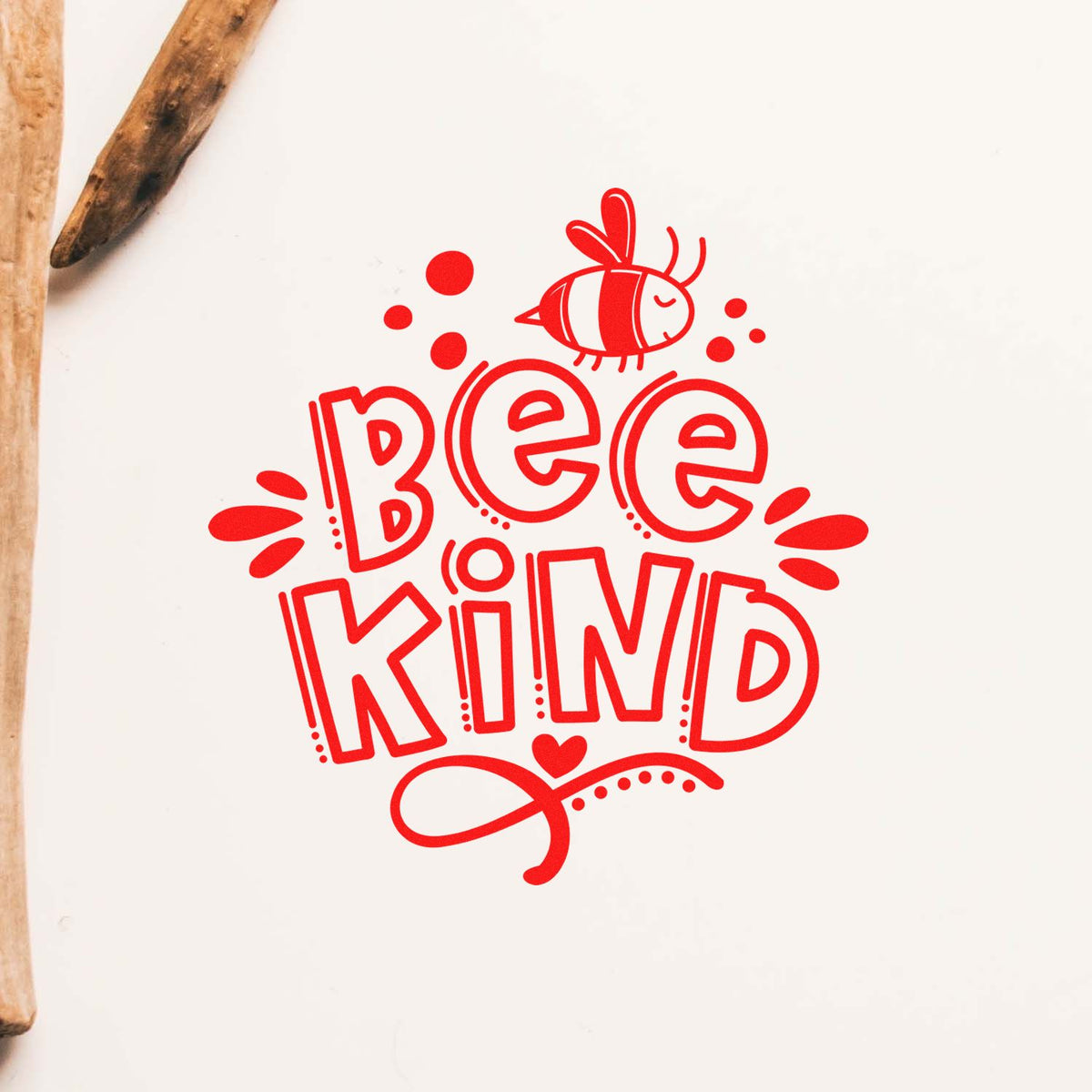 Bee Kind rubber stamp design with bee illustration, ideal for handmade cards, classroom projects, and eco-friendly crafts.