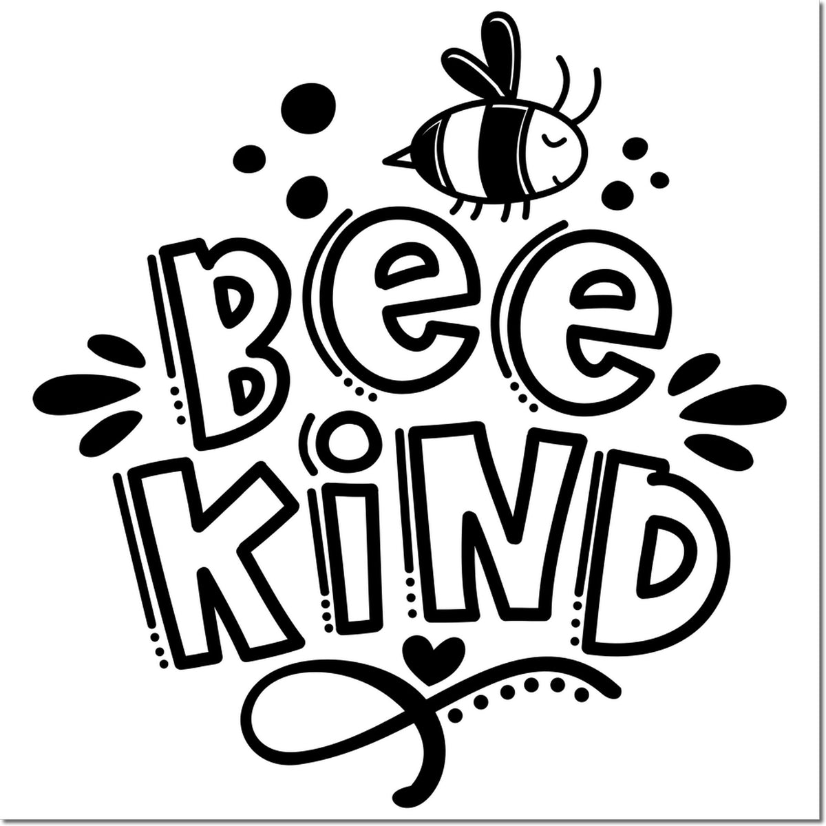 Bee Kind rubber stamp design with cute bee and bold lettering for eco-friendly, kindness-themed crafts.
