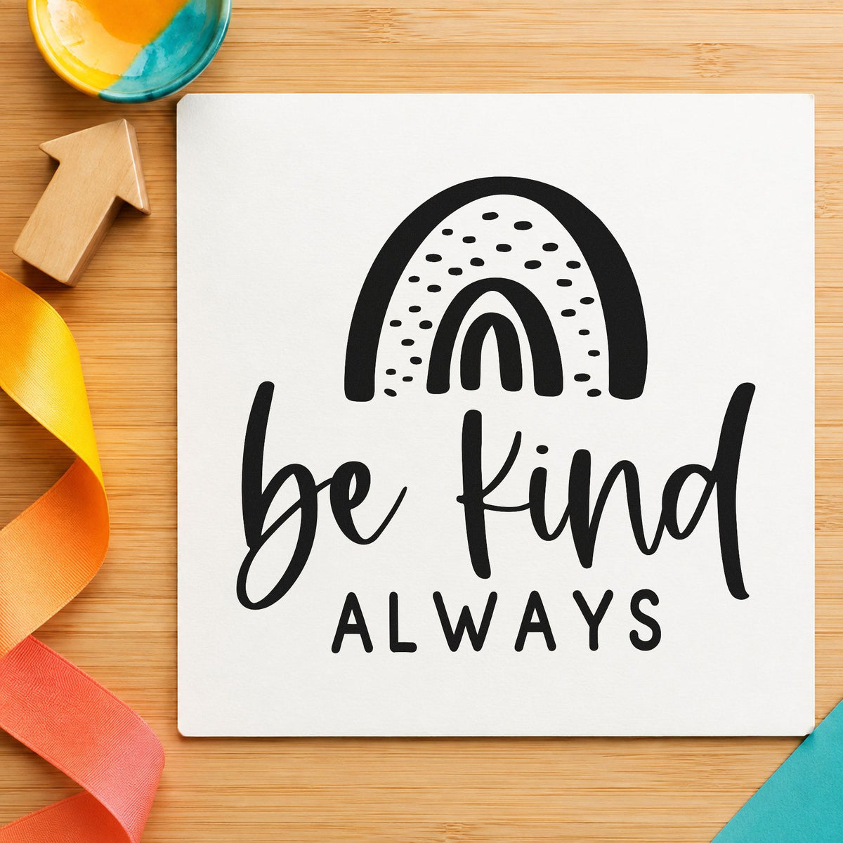 Be Kind Always Rainbow Slim Pre-Inked Stamp in use 4