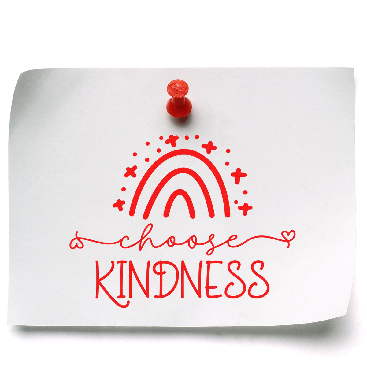 Choose Kindness rainbow rubber stamp design for uplifting handmade cards, stationery, and motivational craft projects.