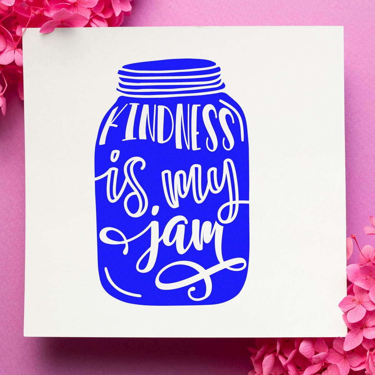 Kindness is My Jam jar rubber stamp design for inspirational handmade cards, crafts, and motivational gift projects