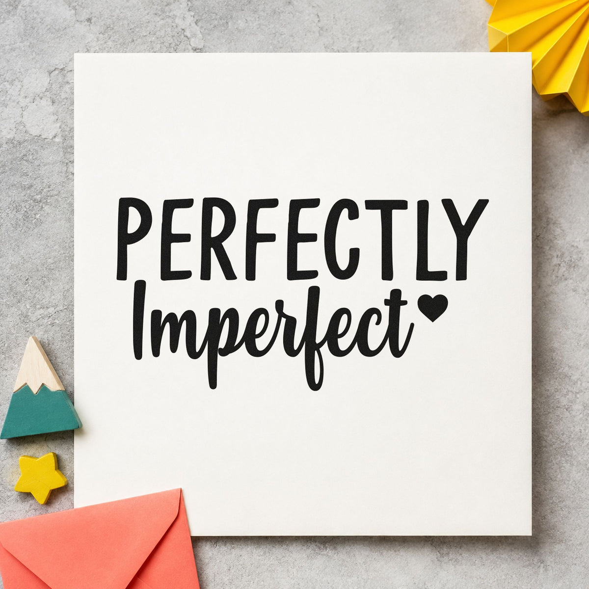 Perfectly Imperfect Small Heart rubber stamp printed in black ink, ready for dye record sheet and similar paper crafts.
