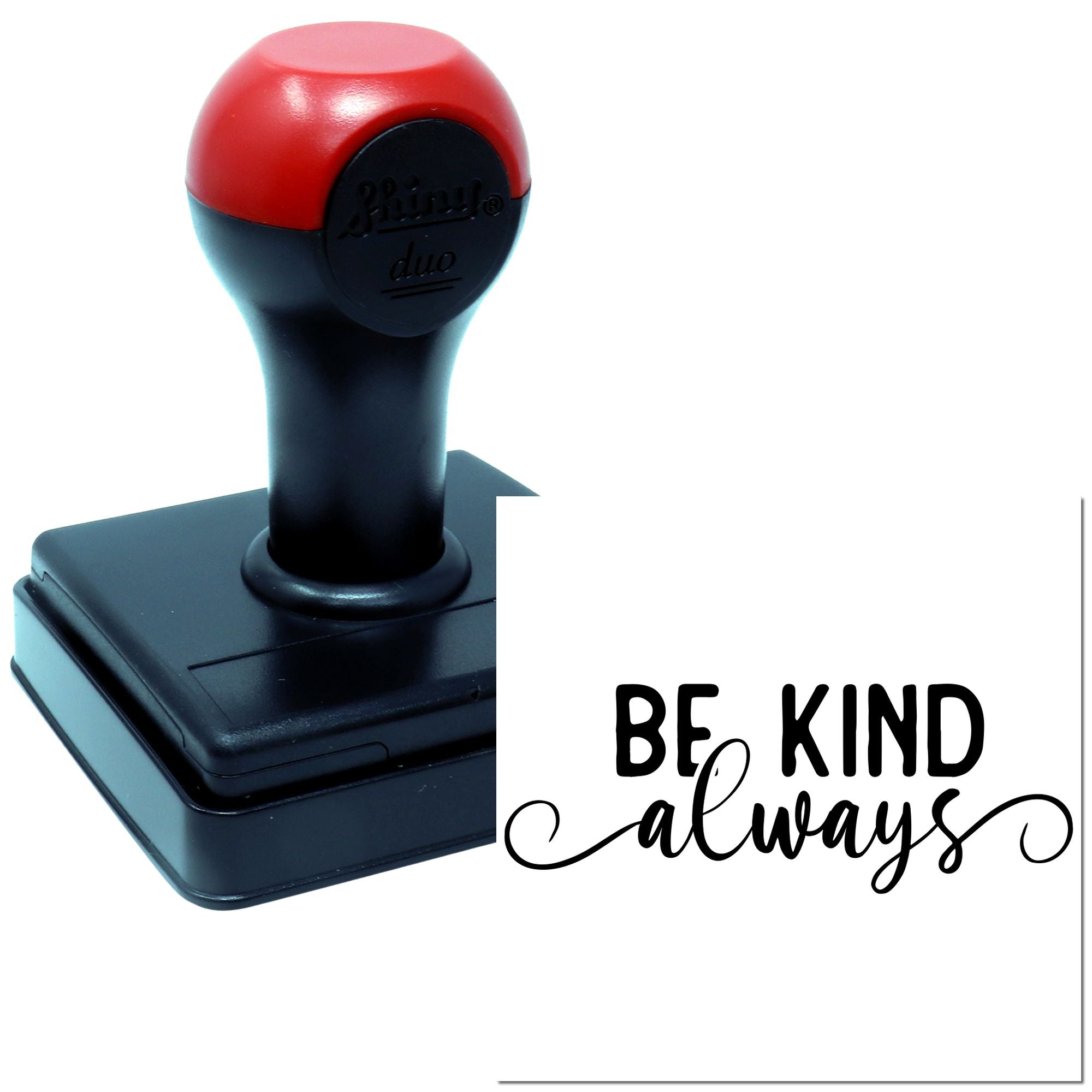 Self-inking rubber stamp with Be Kind always message for inspirational notes, packaging, and handmade crafts.