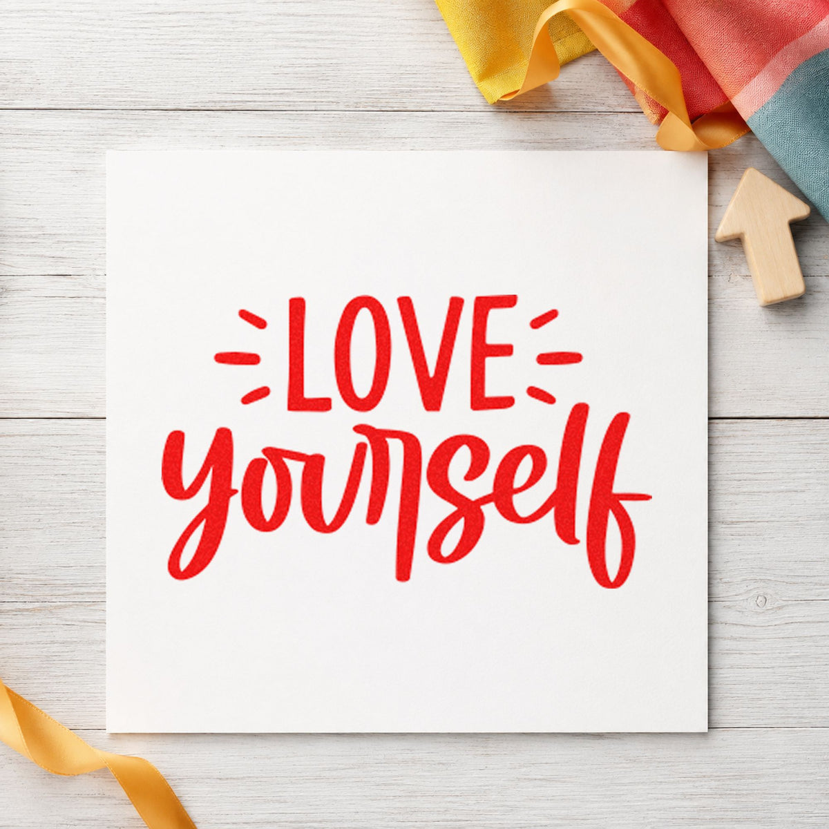 Love Yourself Bold Script PSI Pre-Inked Stamp in use 8