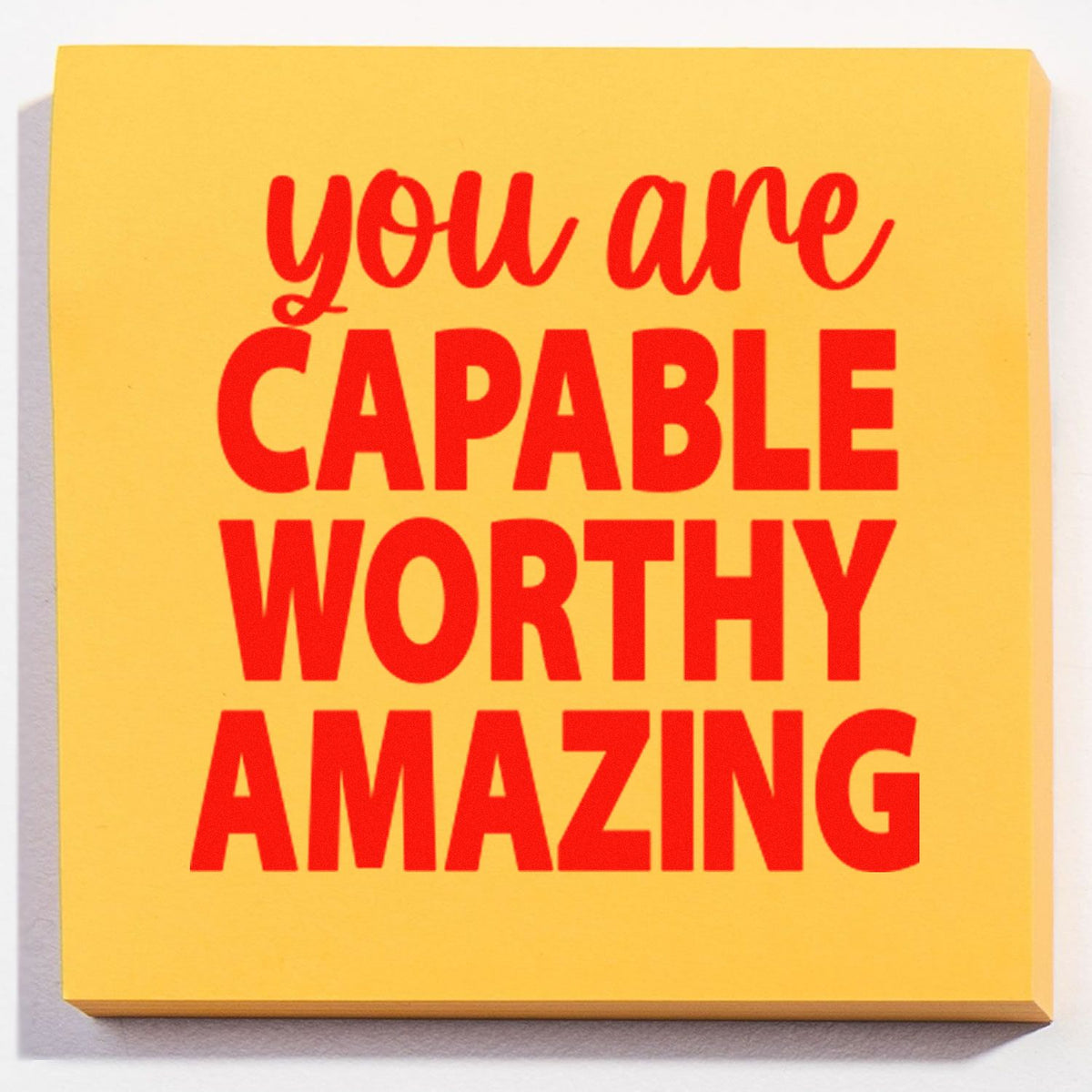 Motivational rubber stamp saying You Are Capable Worthy Amazing for uplifting cards, journals, and paper crafts.