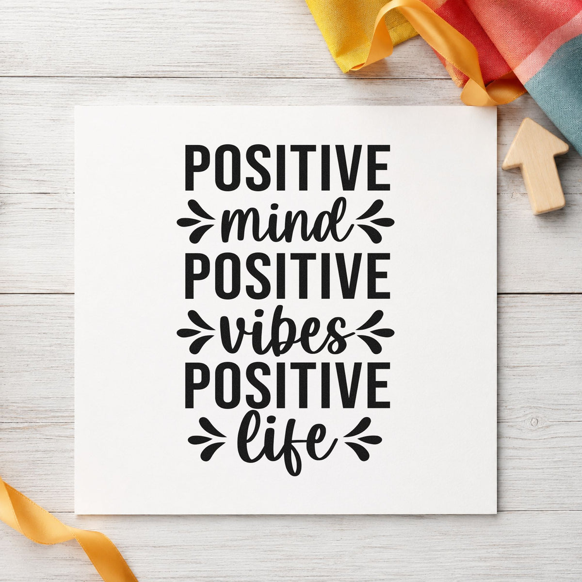 Positive Mind Vibes Life Leaf Accents Pre-Inked Stamp – Slim in use 4
