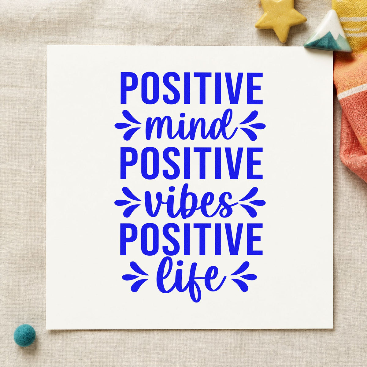 Positive Mind Vibes Life Leaf Accents Pre-Inked Stamp – Slim in use 5