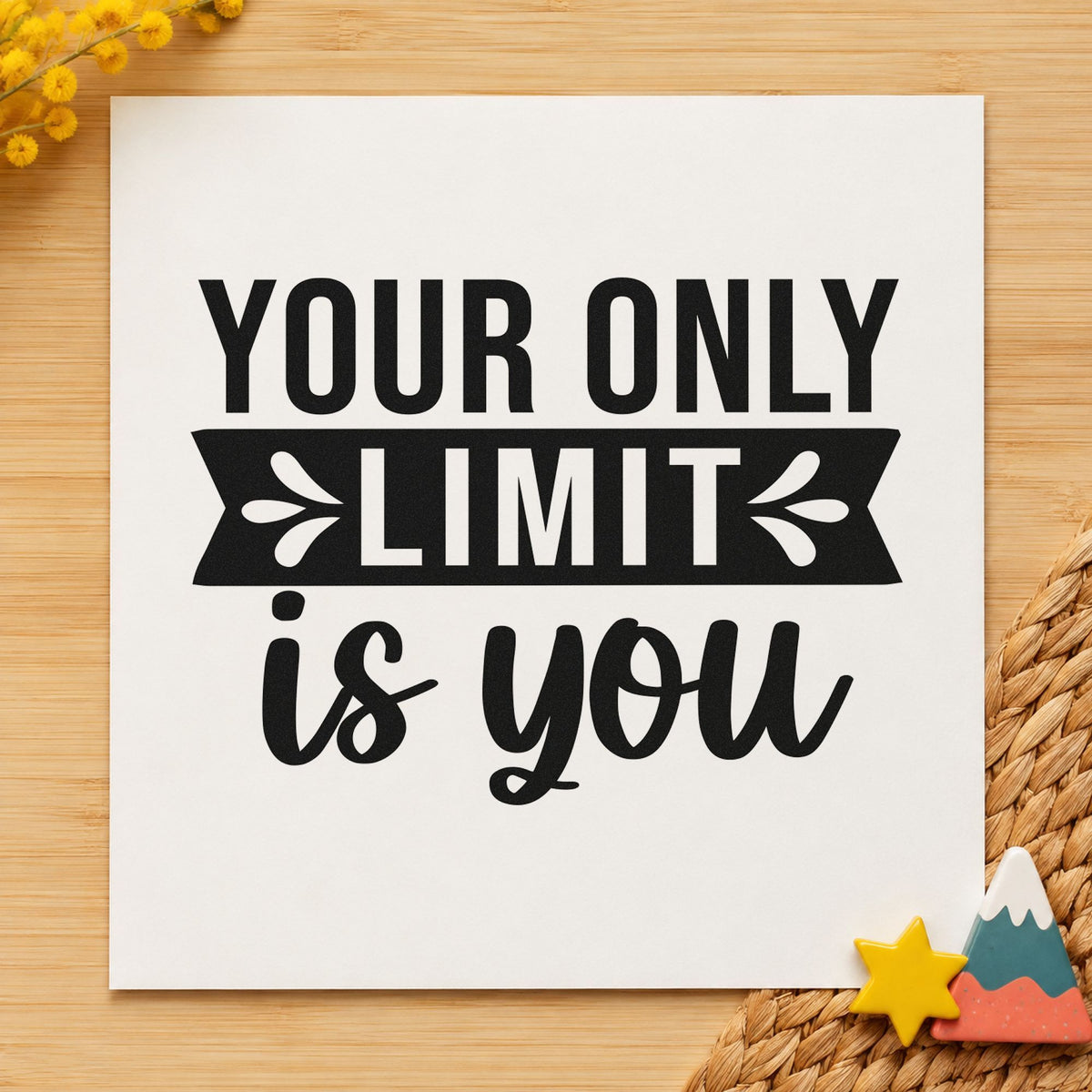 Your Only Limit Is You Leaf Accents Rubber Stamp – Wood Handle in use 3