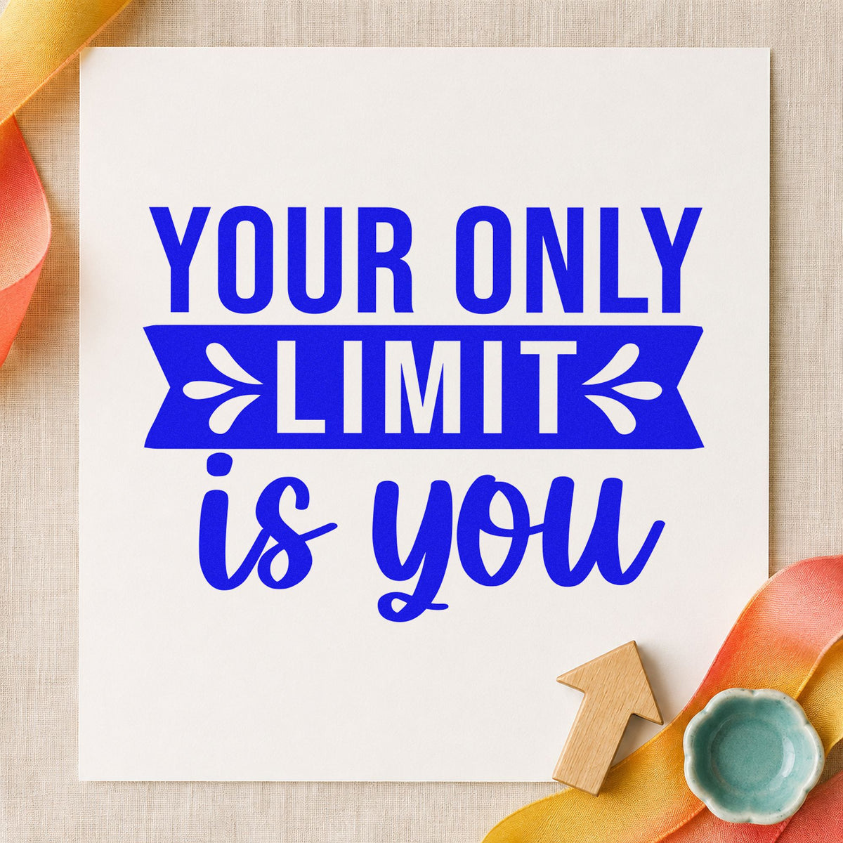 Your Only Limit Is You Leaf Accents Rubber Stamp – Wood Handle in use 6