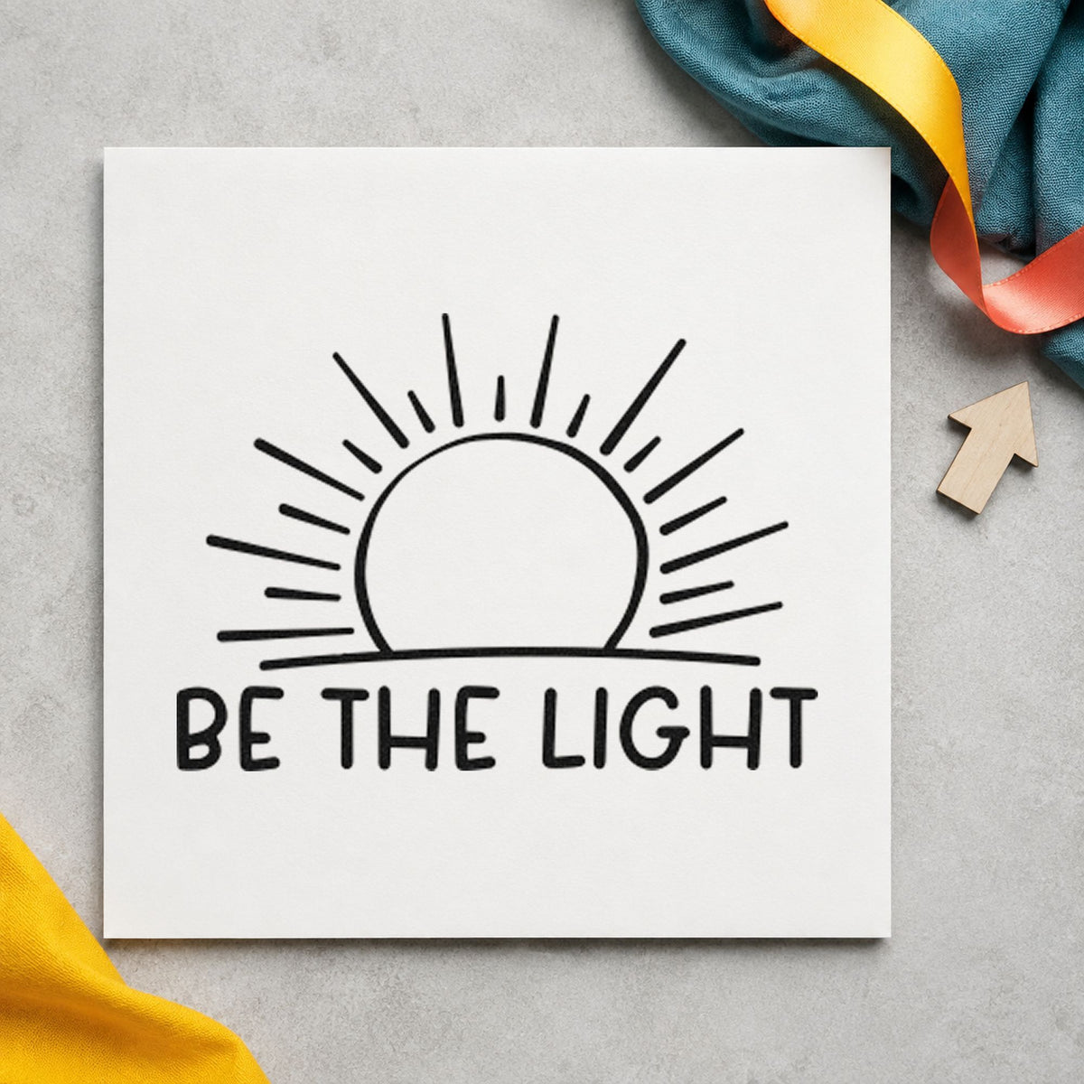 Duo Hand Be The Light Sunrise Outline Detail Rubber Stamp in use 10