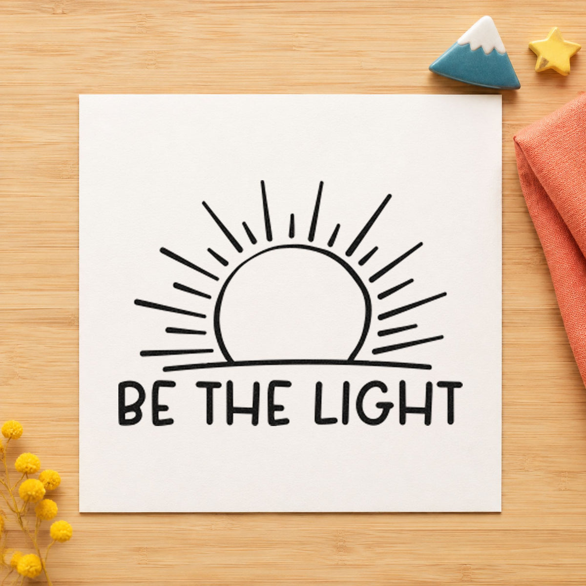 Duo Hand Be The Light Sunrise Outline Detail Rubber Stamp in use 3