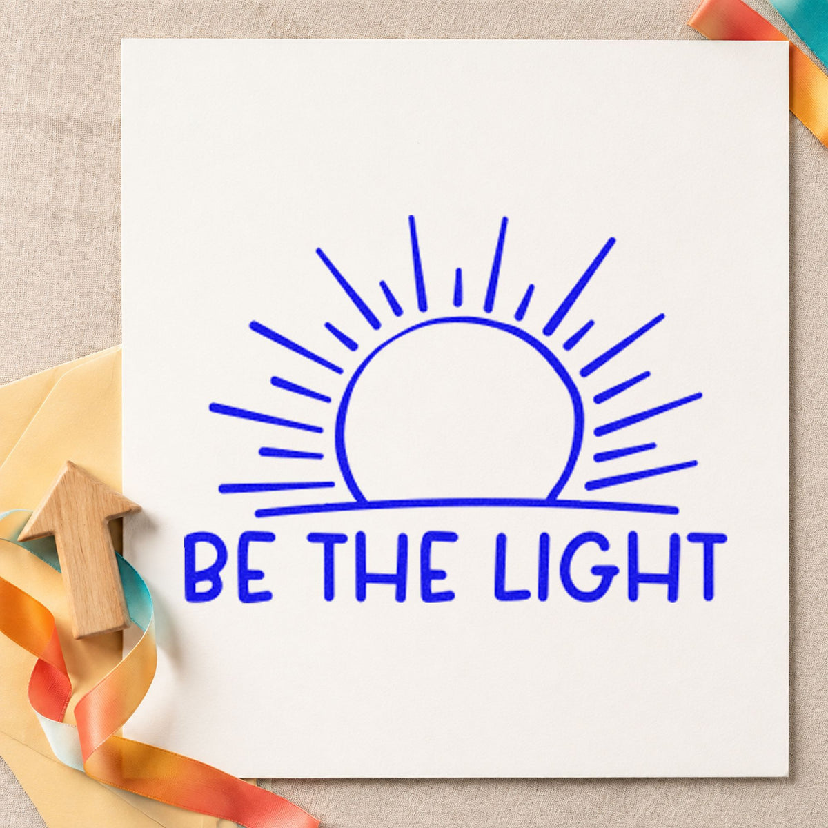 Duo Hand Be The Light Sunrise Outline Detail Rubber Stamp in use 6