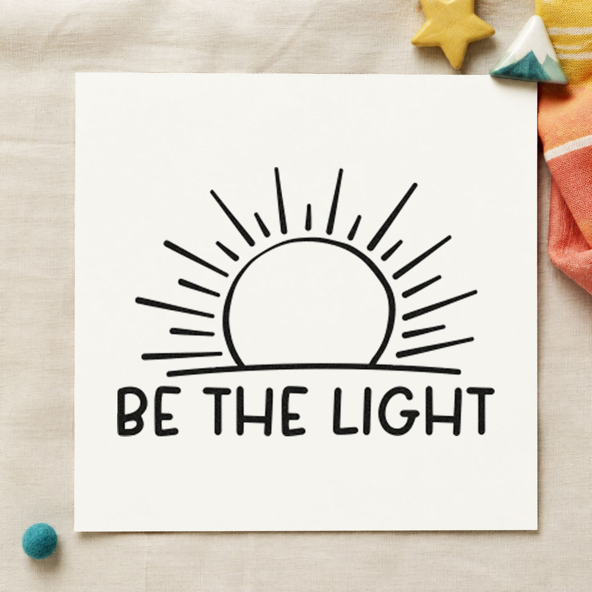Duo Hand Be The Light Sunrise Outline Detail Rubber Stamp in use 9