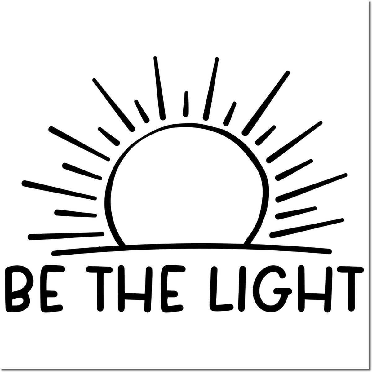Be the Light inspirational sunburst rubber stamp for faith-based and motivational crafts