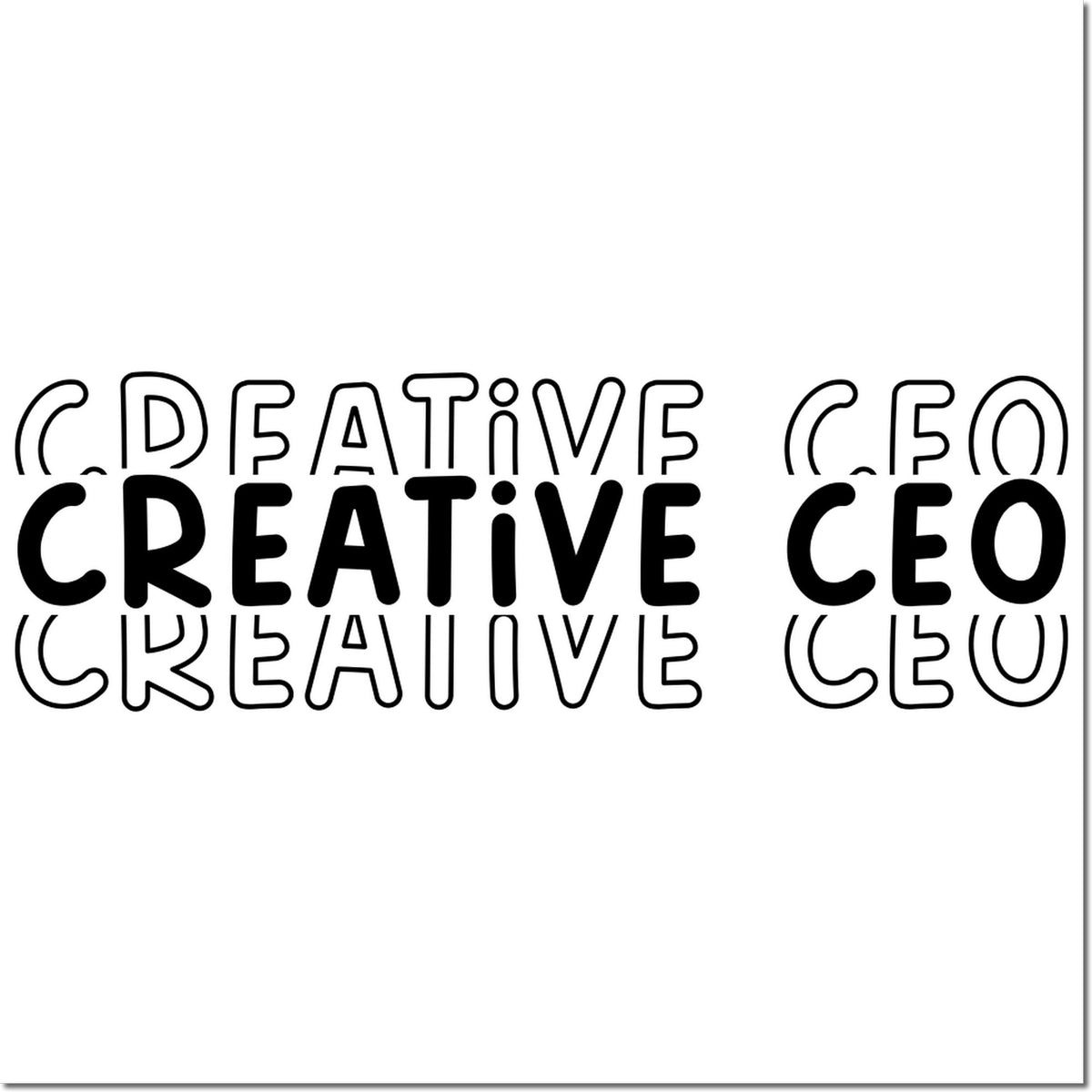 Creative CEO rubber stamp design in bold black word art for custom business branding.