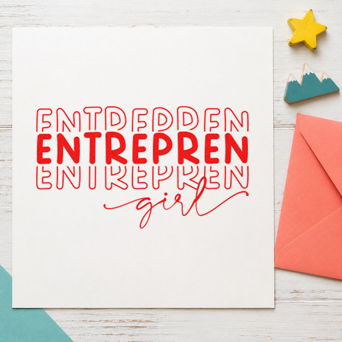 Girl Script With Repeated Outlined Letters Rubber Stamp – Duo Hand in use 7